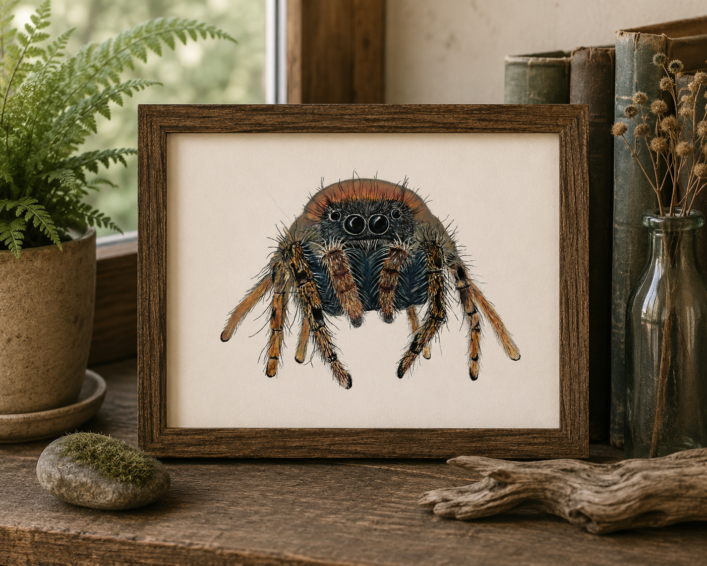 Jumping Spider Watercolor Nature Illustration | 8x10 Fine Art Archival Print