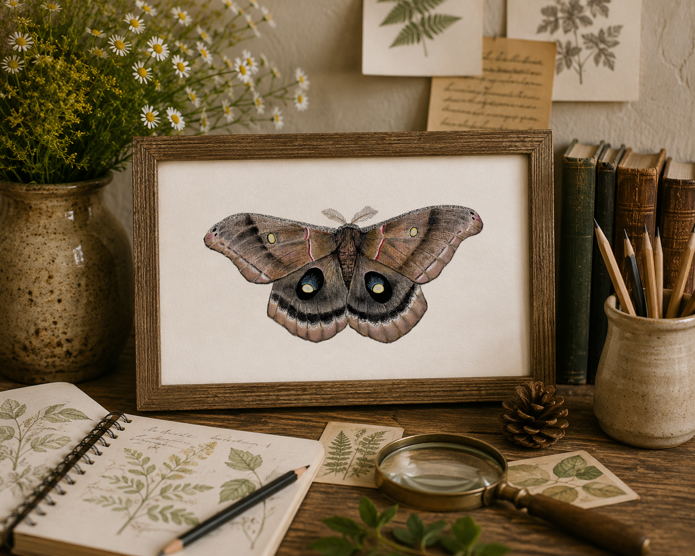 Polyphemus Moth Watercolor Nature Illustration | 8x10 Fine Art Archival Print