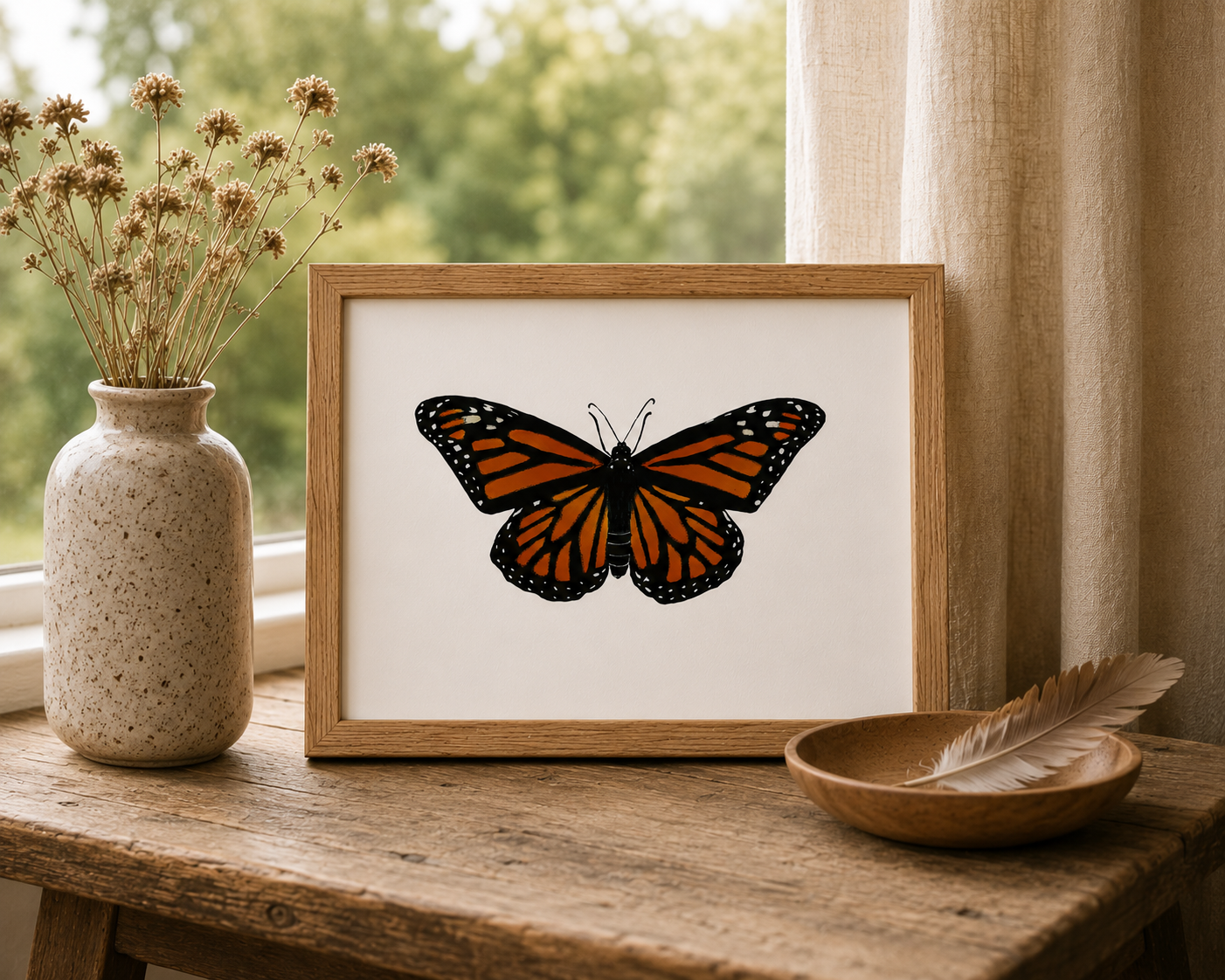 Monarch Butterfly Watercolor Nature Illustration | 8x10 Fine Art Archival Print
