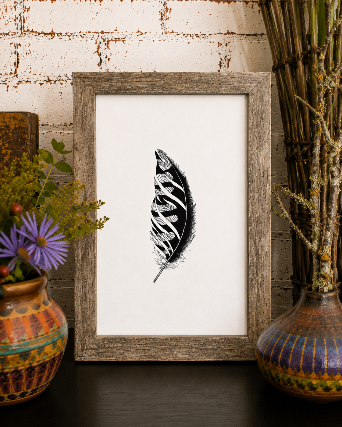 Nighthawk Feather Watercolor Nature Illustration | 8X10 Fine Art Archival Print