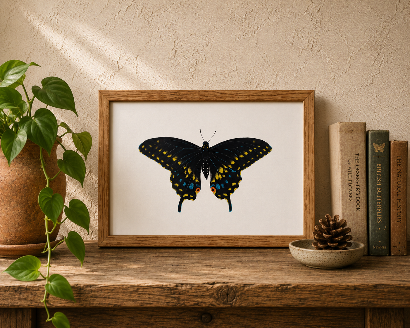 Black Swallowtail Butterfly Watercolor Nature Illustration | 8x10 Fine Art Archival Print