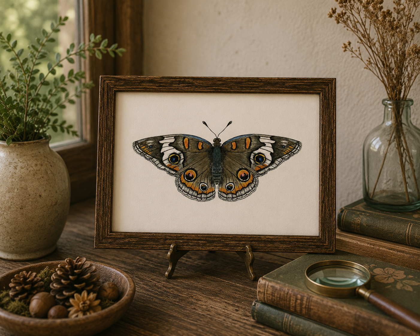 Common Buckeye Butterfly Watercolor Nature Illustration | 8x10 Fine Art Archival Print