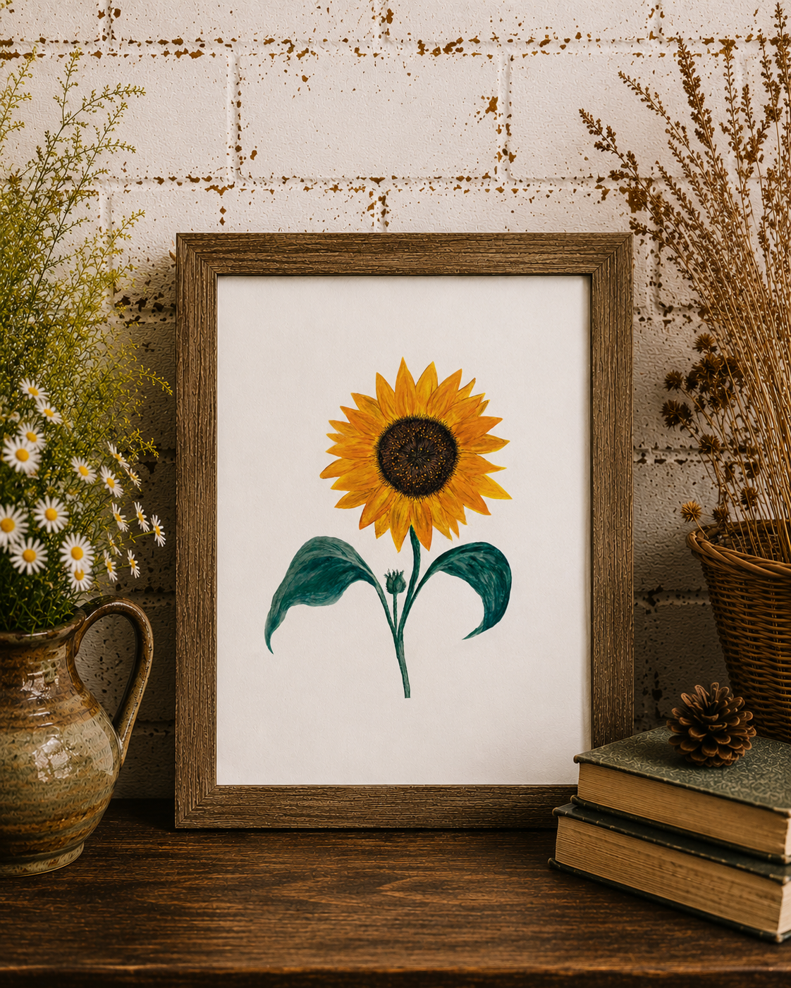 Common Sunflower Watercolor Nature Illustration | 8x10 Fine Art Archival Print