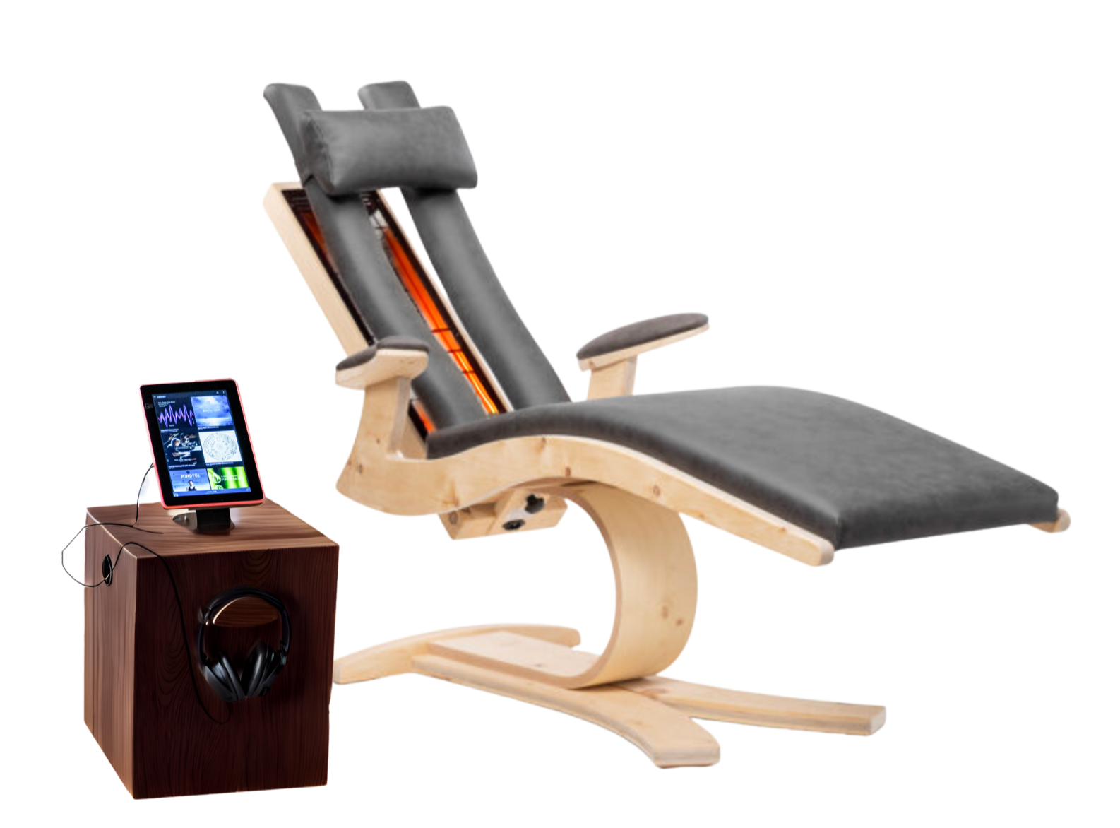 InfraLOUNGE, infrared lounger for individual session of infratherapy, cold and compression with binaural music