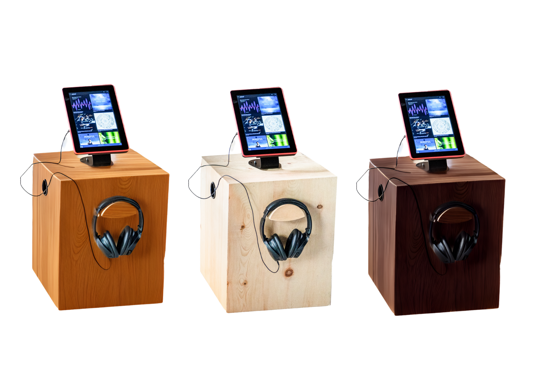 Binaural Music audio pod for fitness, recovery, spa, wellness and hotels available in various colors