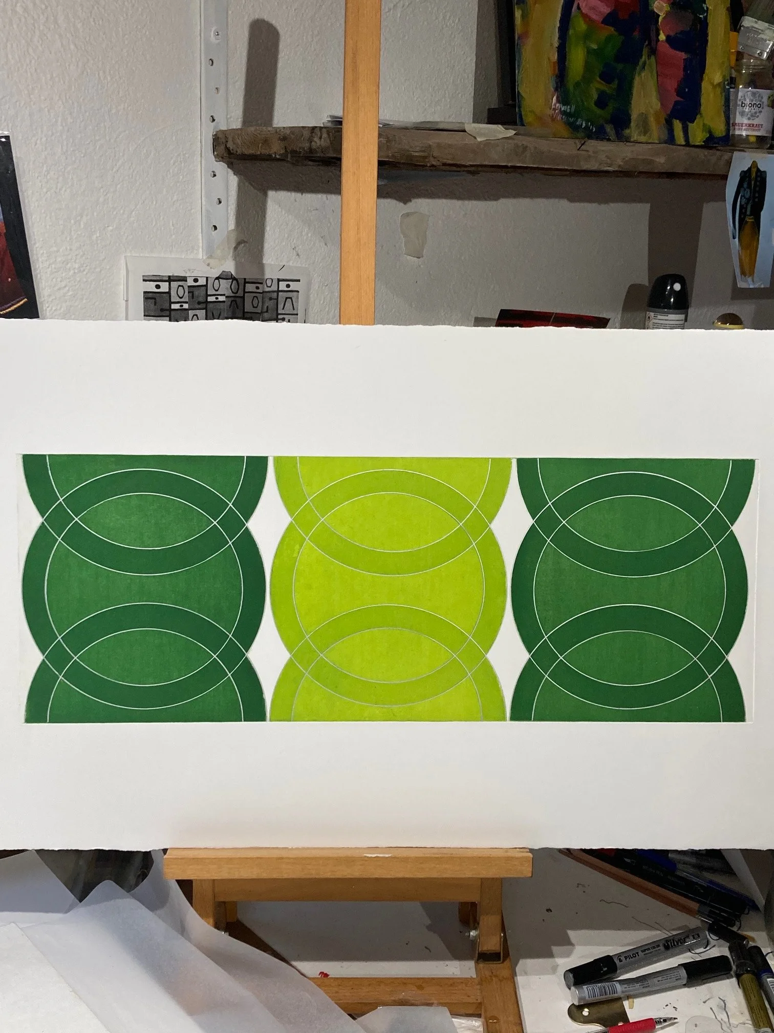 CIRCLE IN A CIRCLE ON EASEL - £250