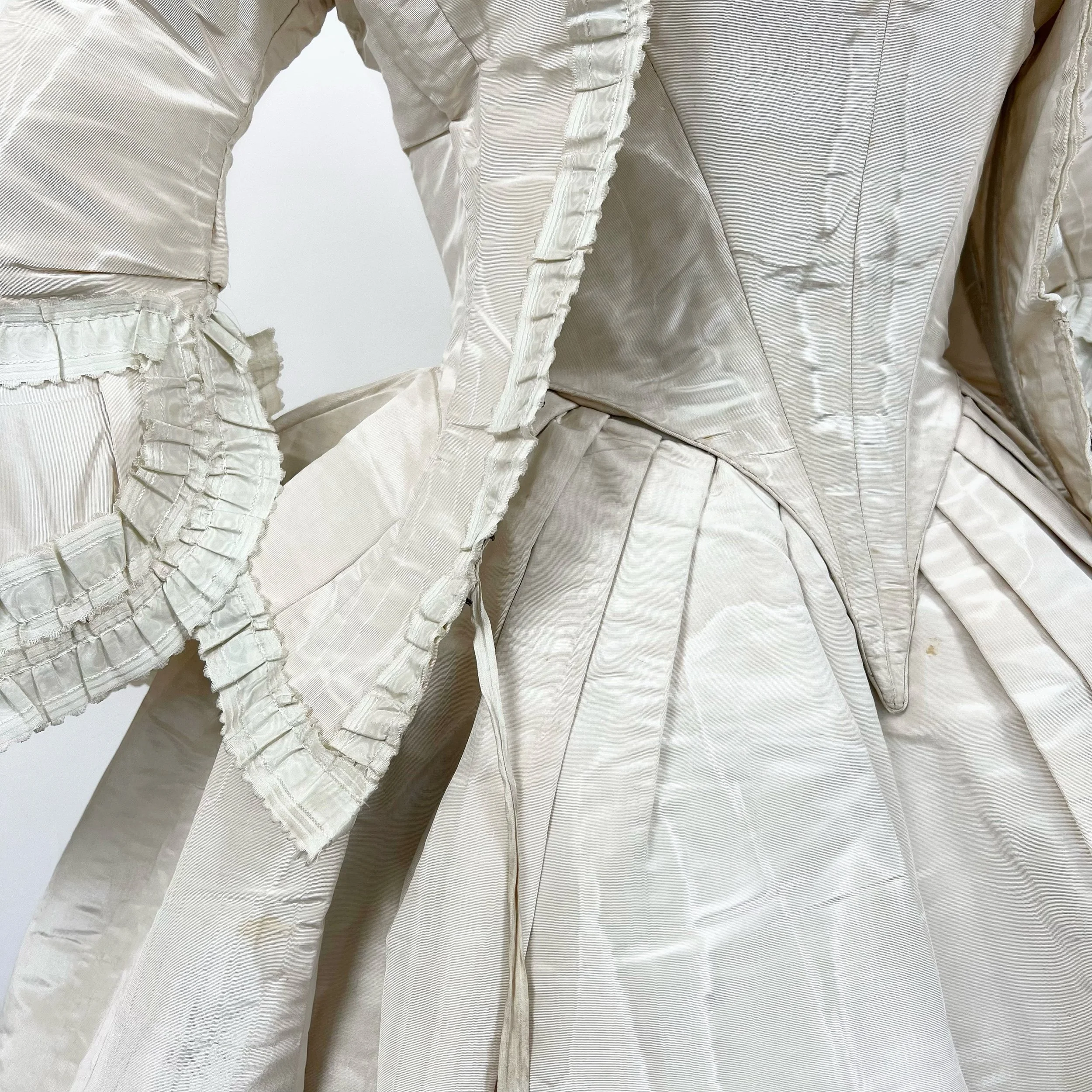 moire silk wedding dress and jacket, 1850s 