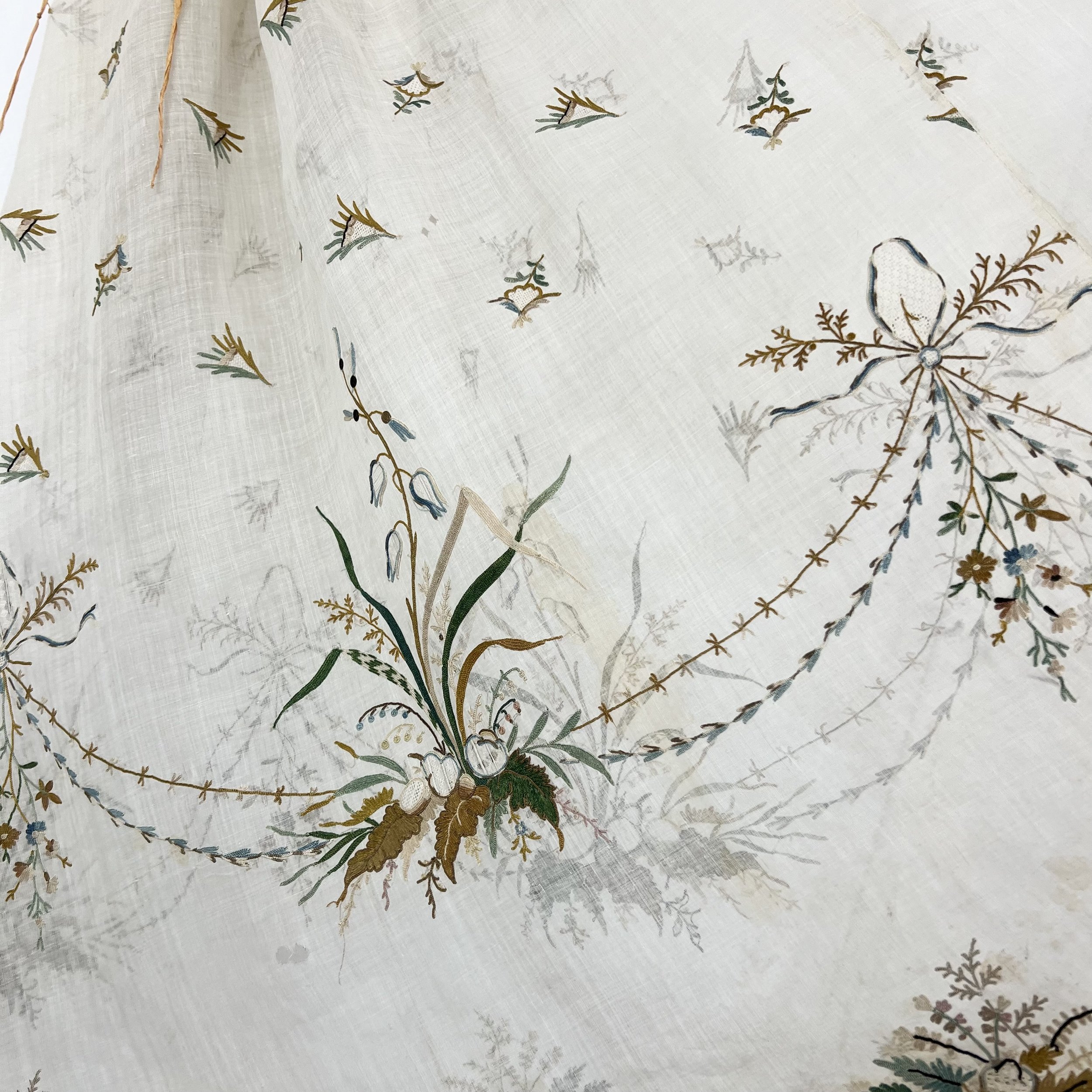 Tambour embroidered muslin skirt circa 1800 