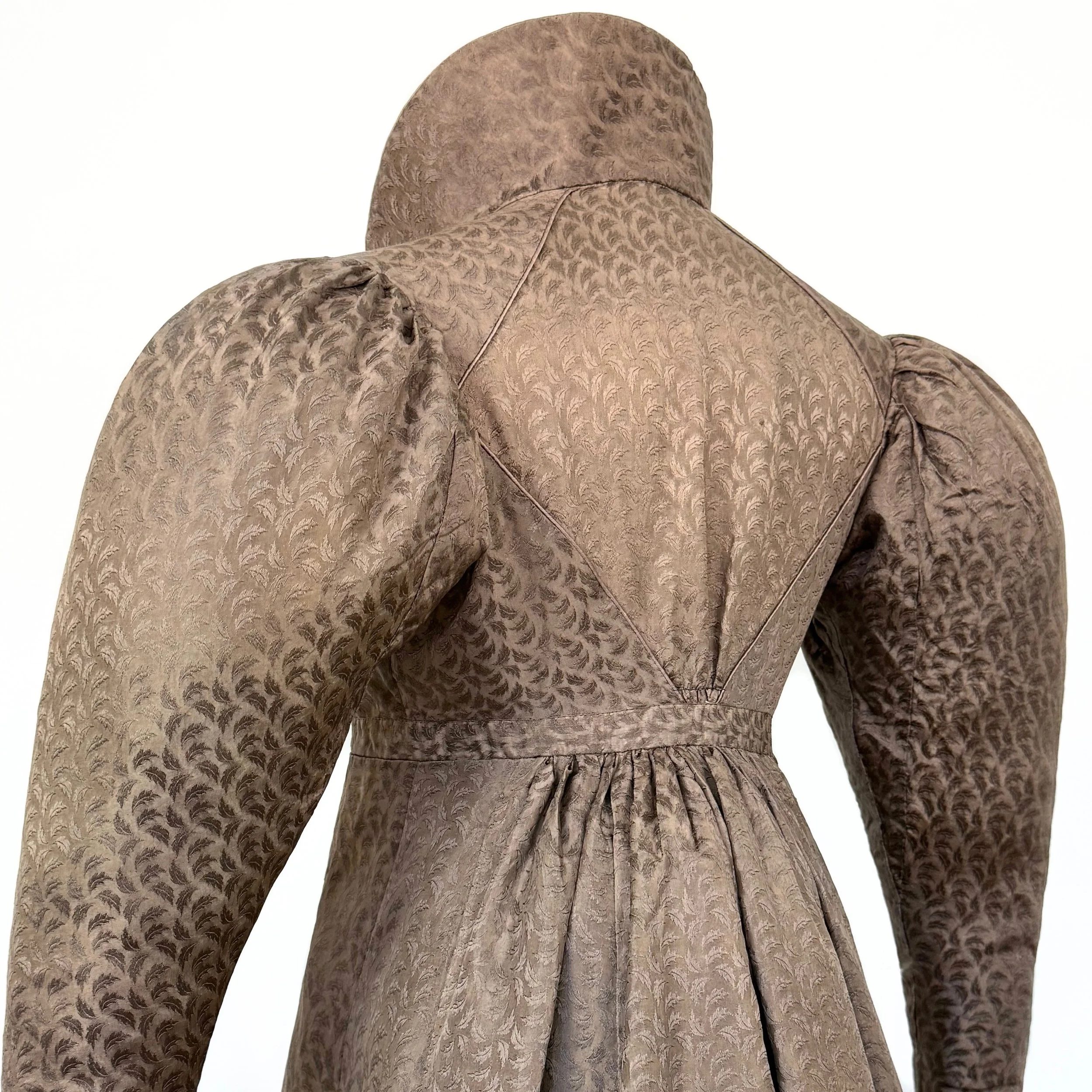 Festive figured silk pelisse, 1820s 