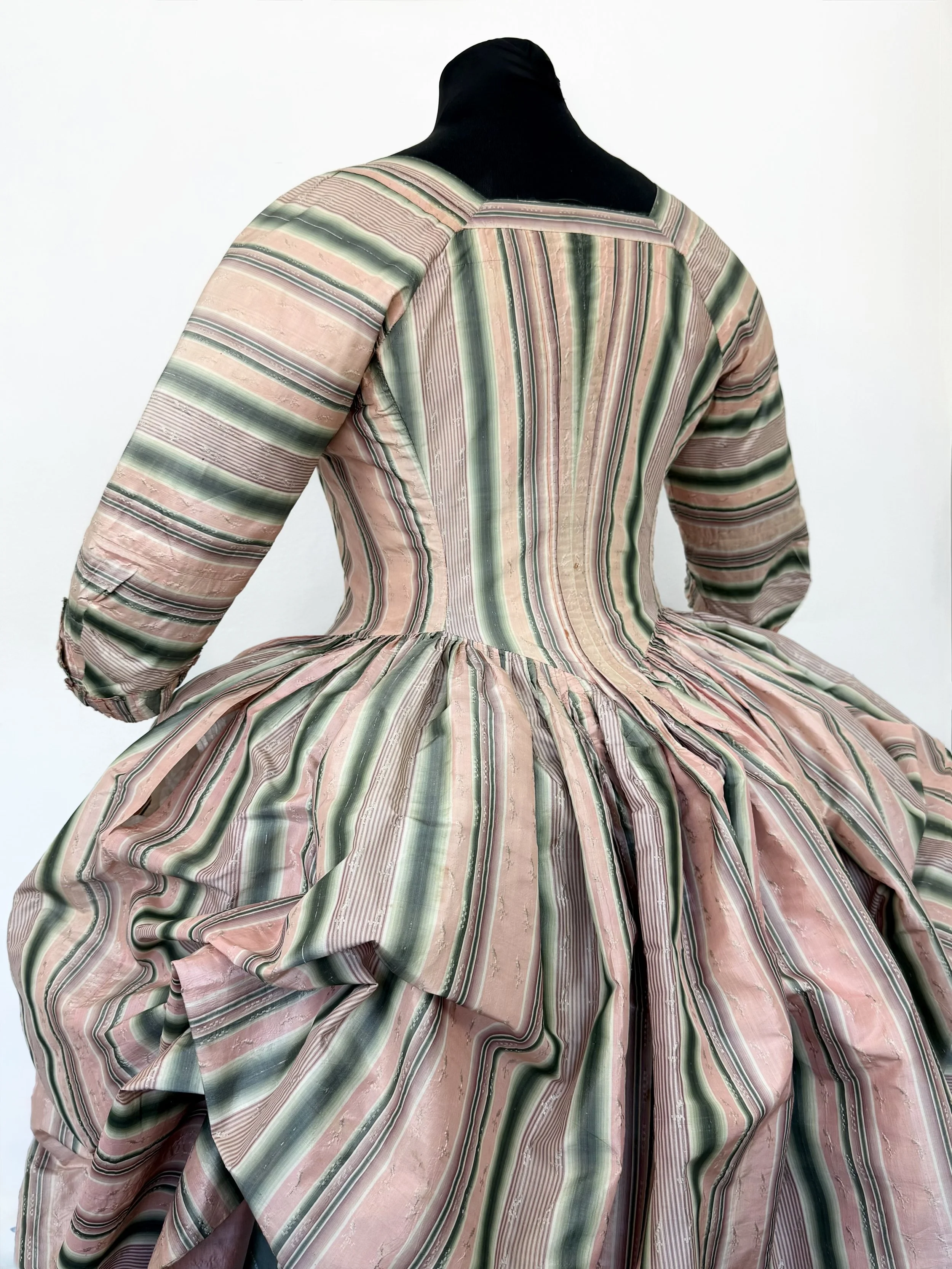 Striped silk gown circa 1780