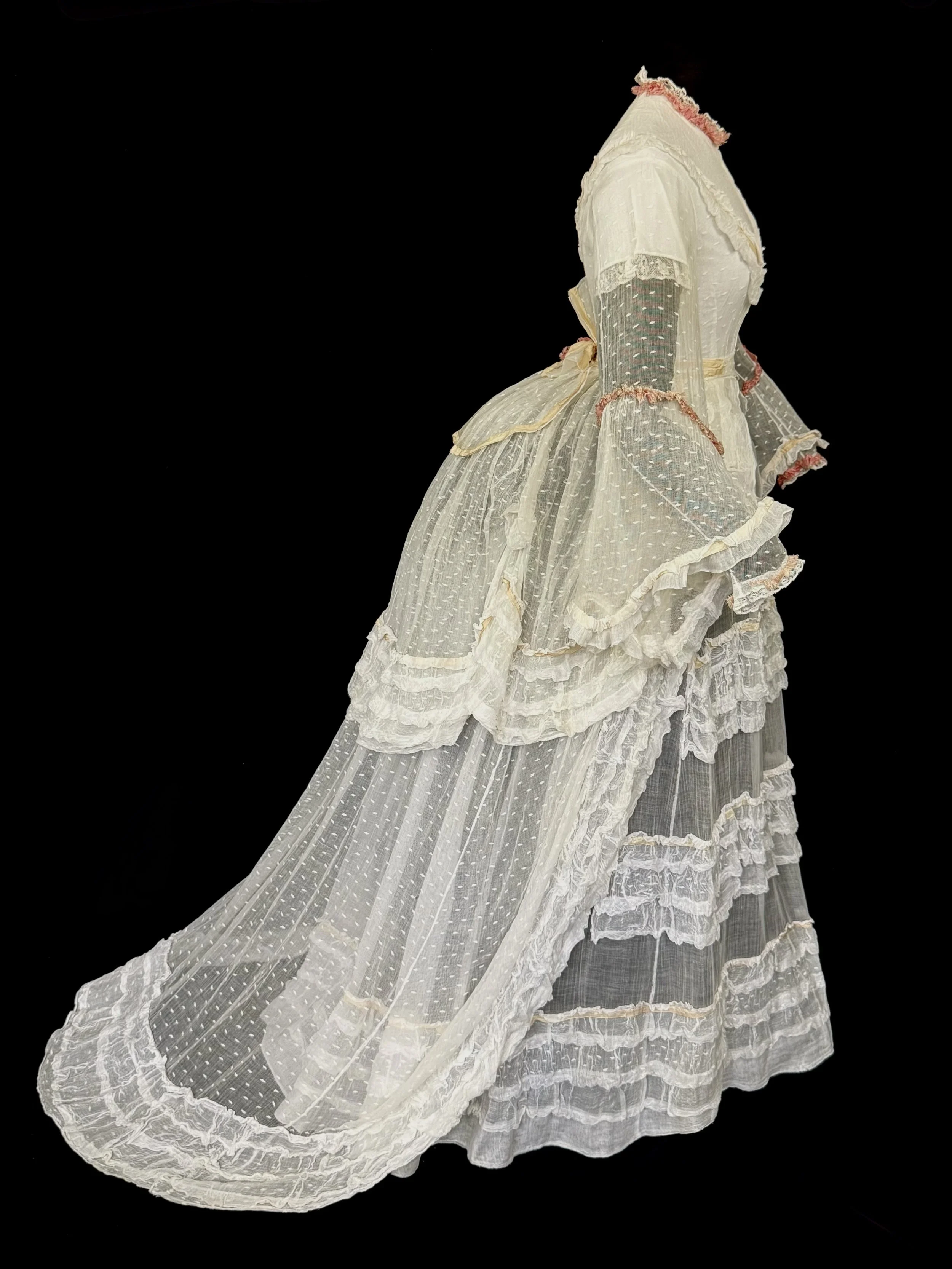 Antique 1870s Sheer Muslin Summer Ensemble