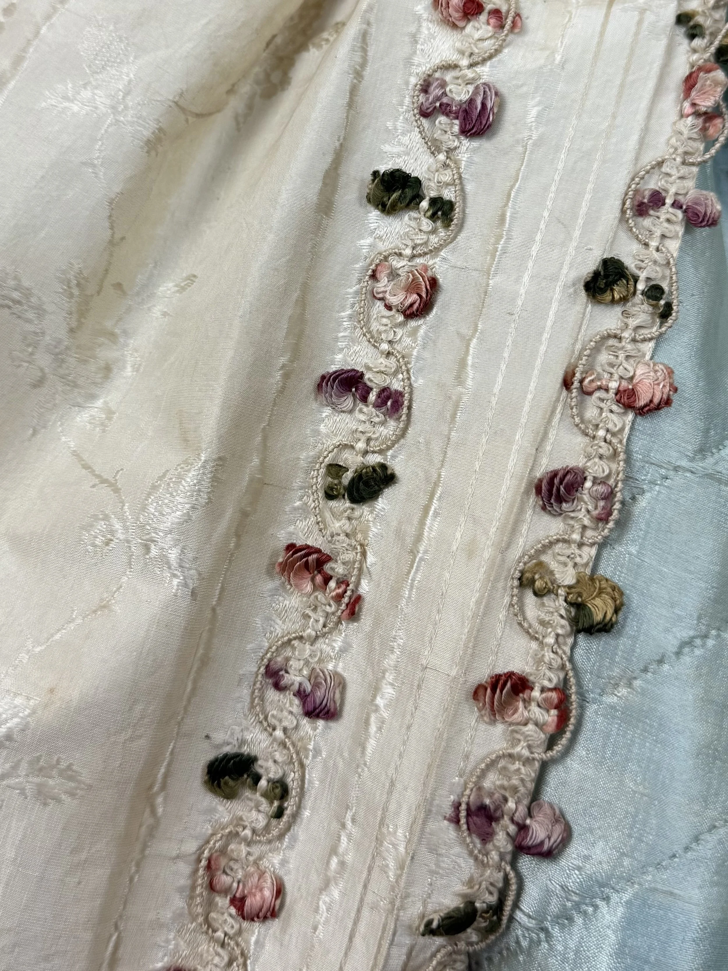 Skirt trim detail, 1770s 