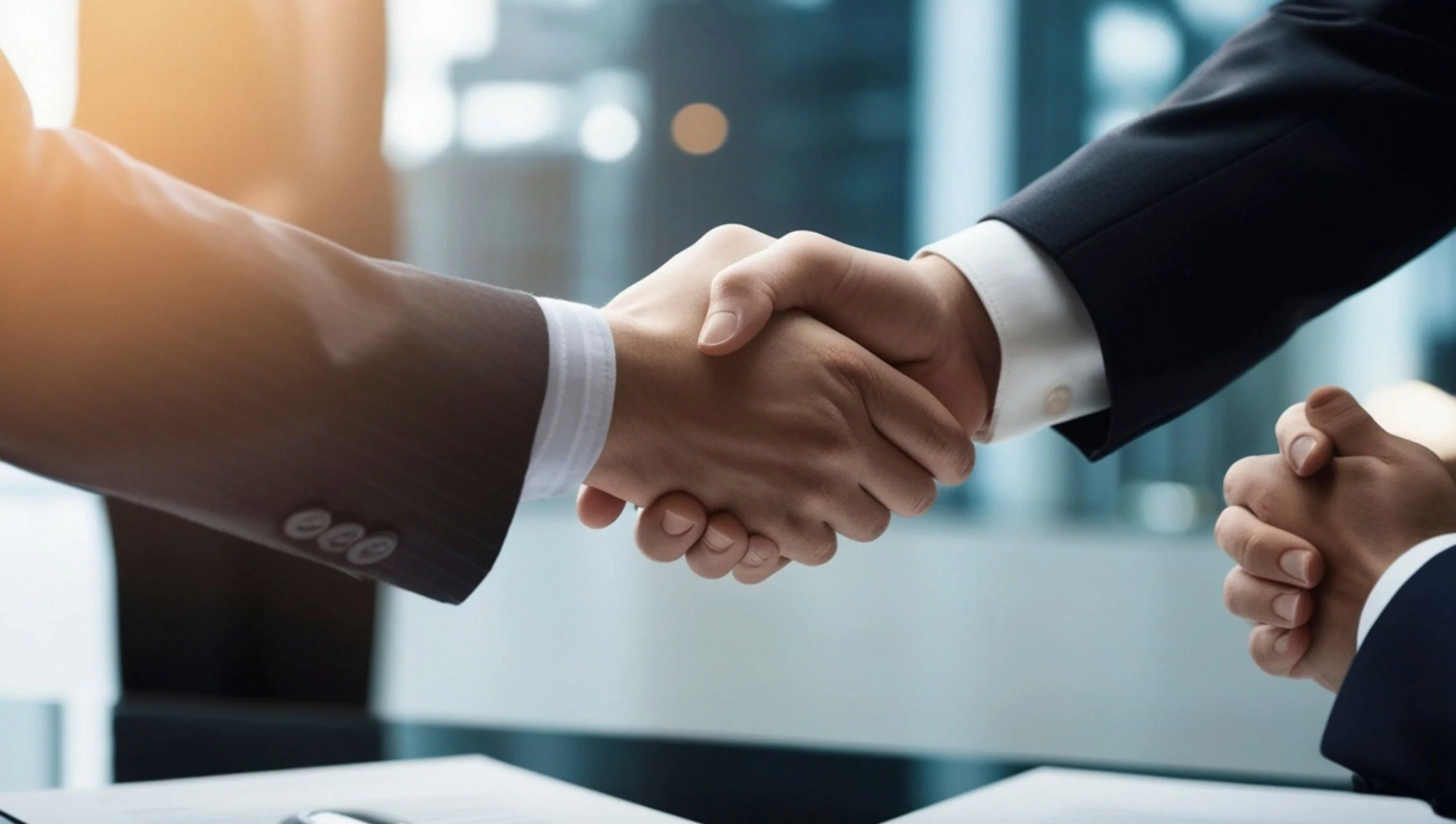 Two professional shaking each other's hand, reaching an agreement.