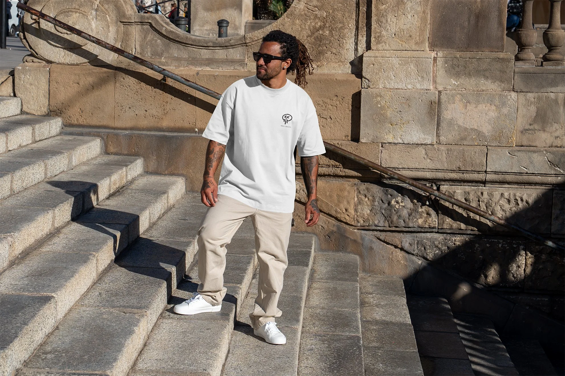 City guy wearing Skull Society.