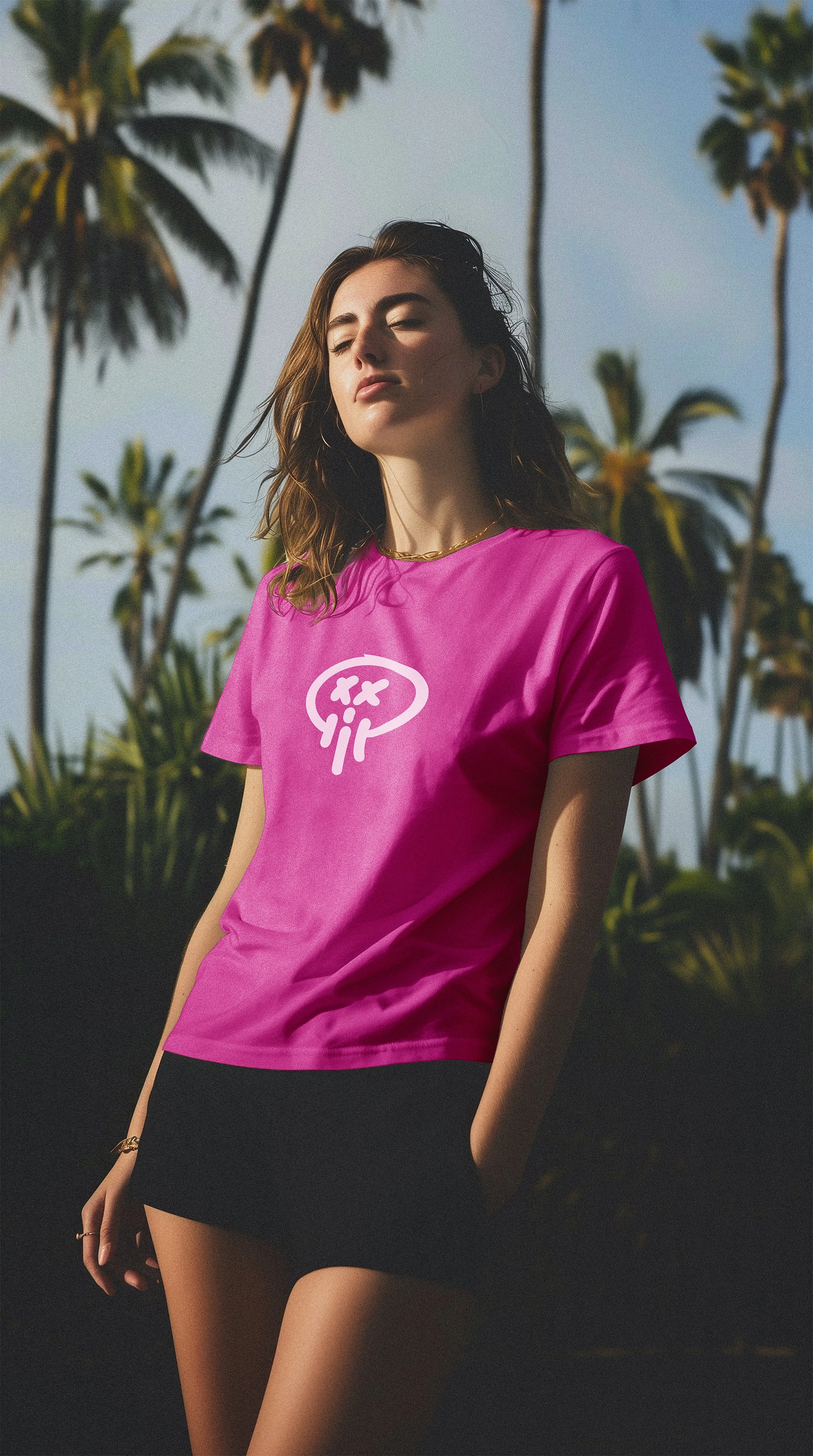 Beach girl wearing Skull Society