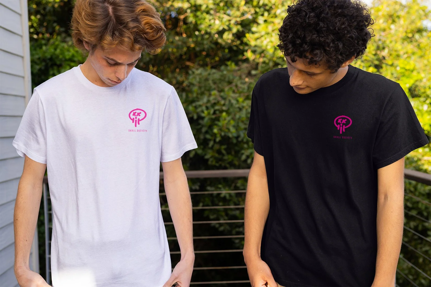 Suburban bros wearing Skull Society.