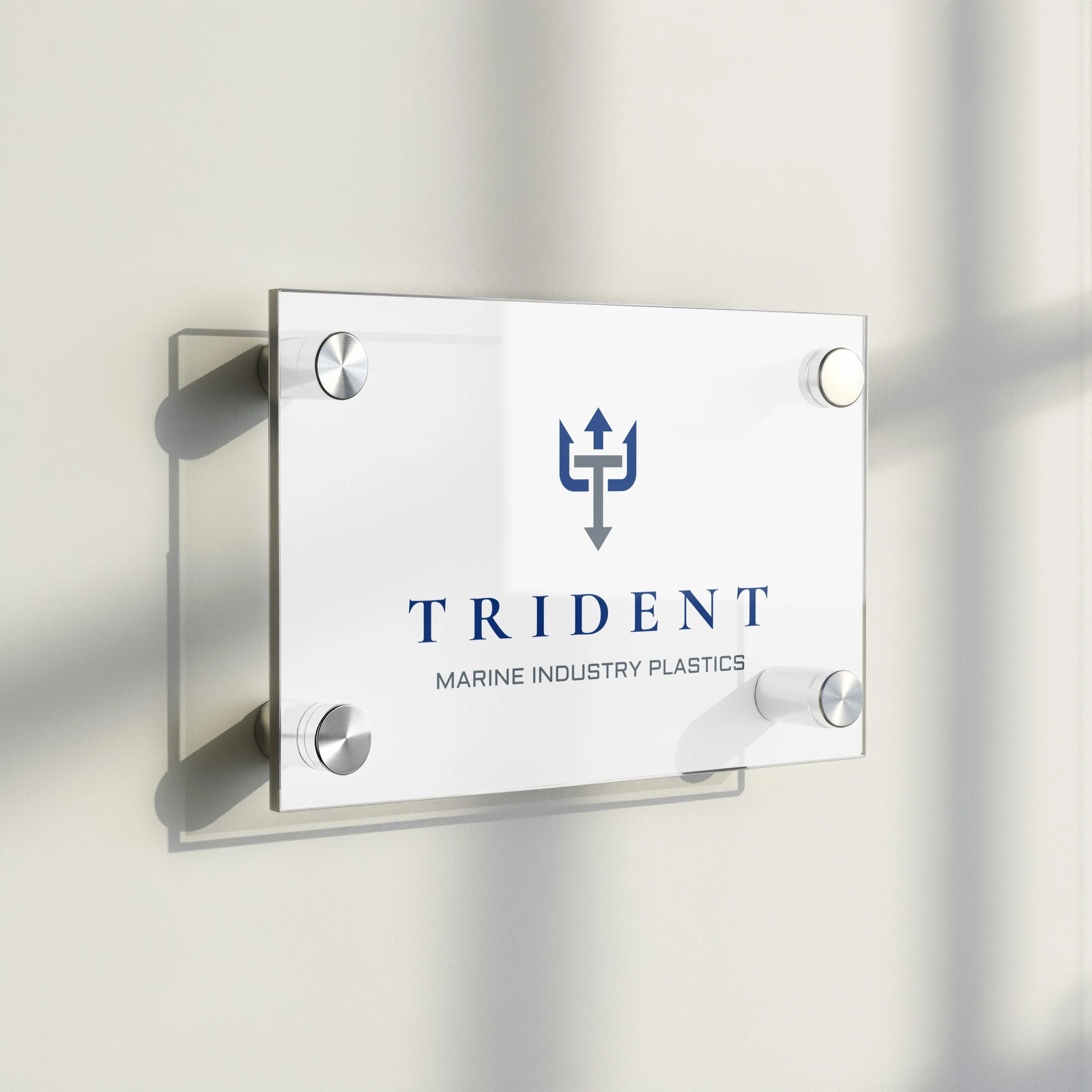An image of Trident Marine Industry Plastics corporate office door signage.