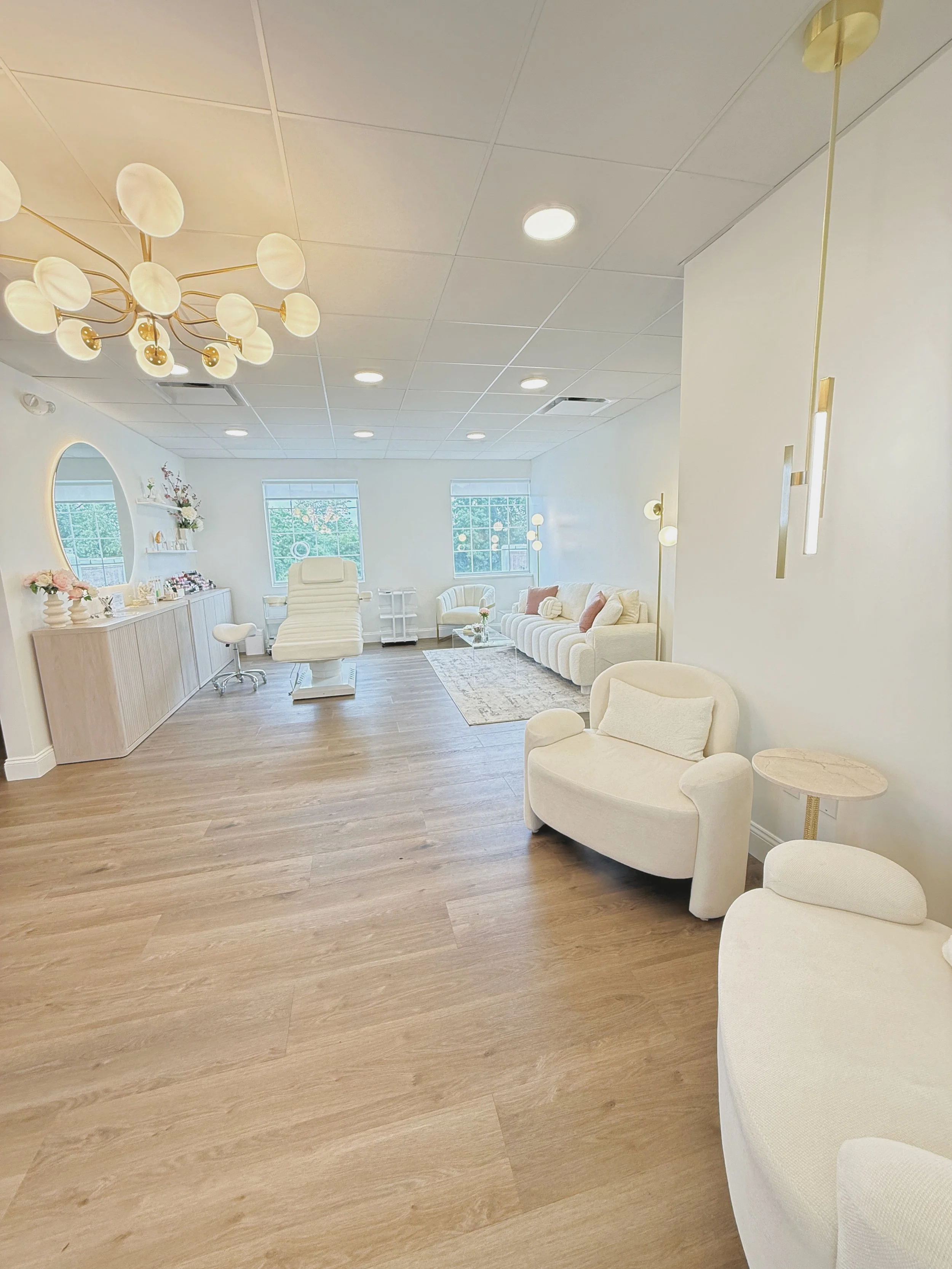 Welcoming client seating area at Kinesis Studio in downtown Fairfield, Connecticut.