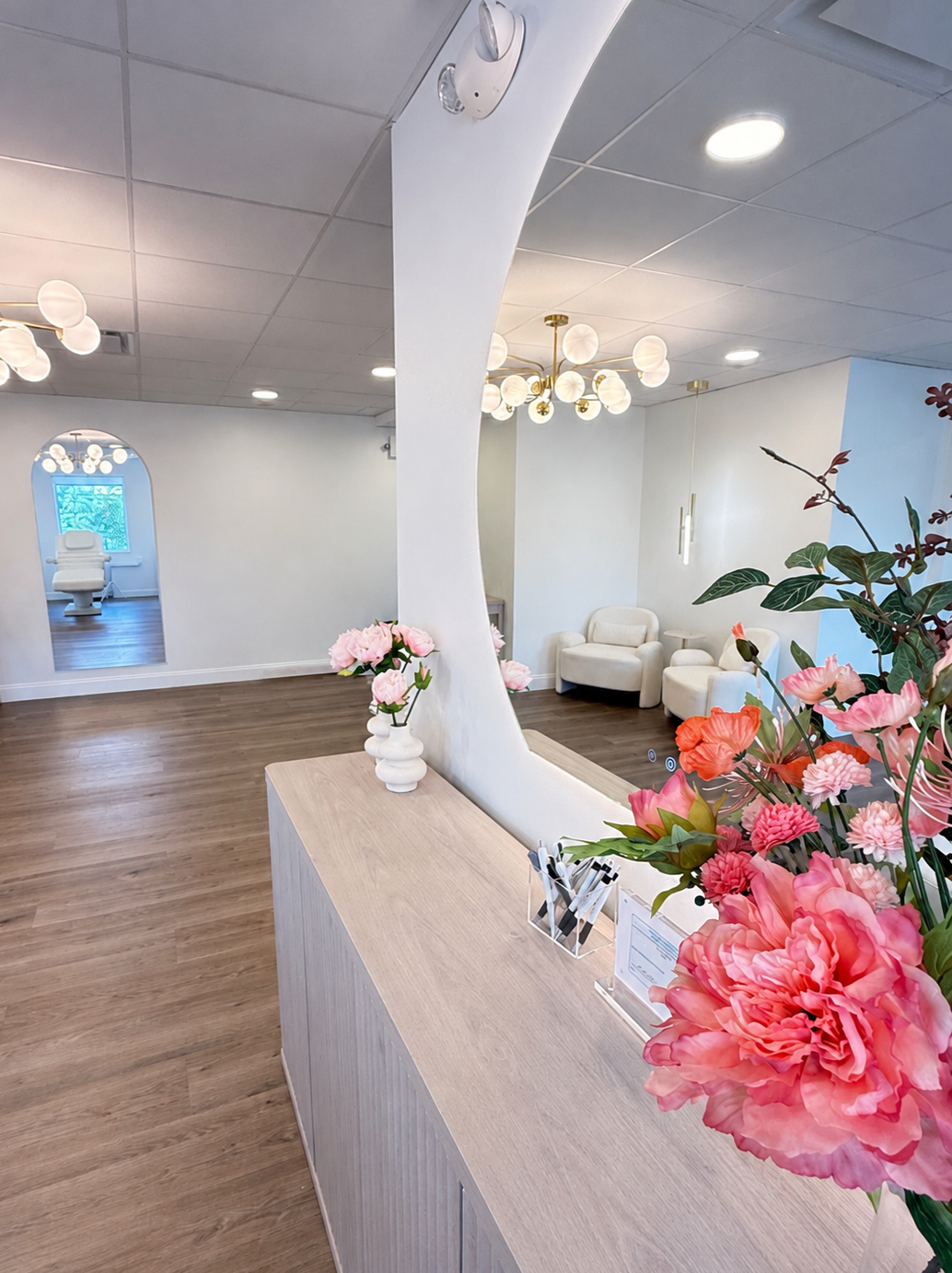 Entrance to Kinesis Studio, a cosmetic and paramedical tattoo studio in downtown Fairfield, Connecticut.