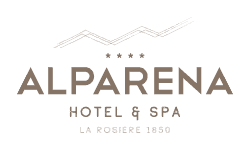 Alparena Hotel & Spa logo with text 'LA ROBIERE 1850' and three stars