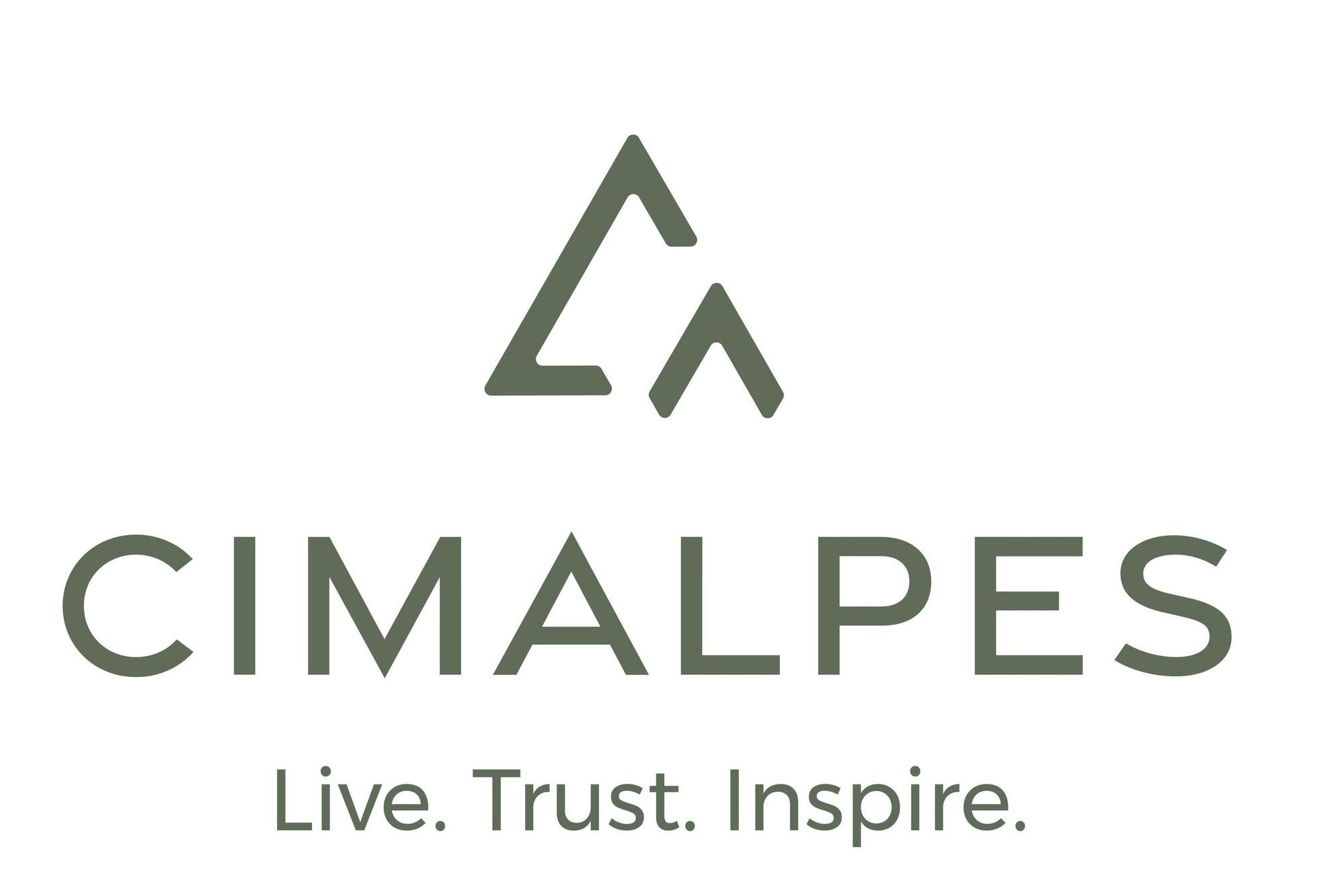 Logo with stylized mountain peaks above the text "CIMARQUES" and the tagline "Live. Trust. Inspire."