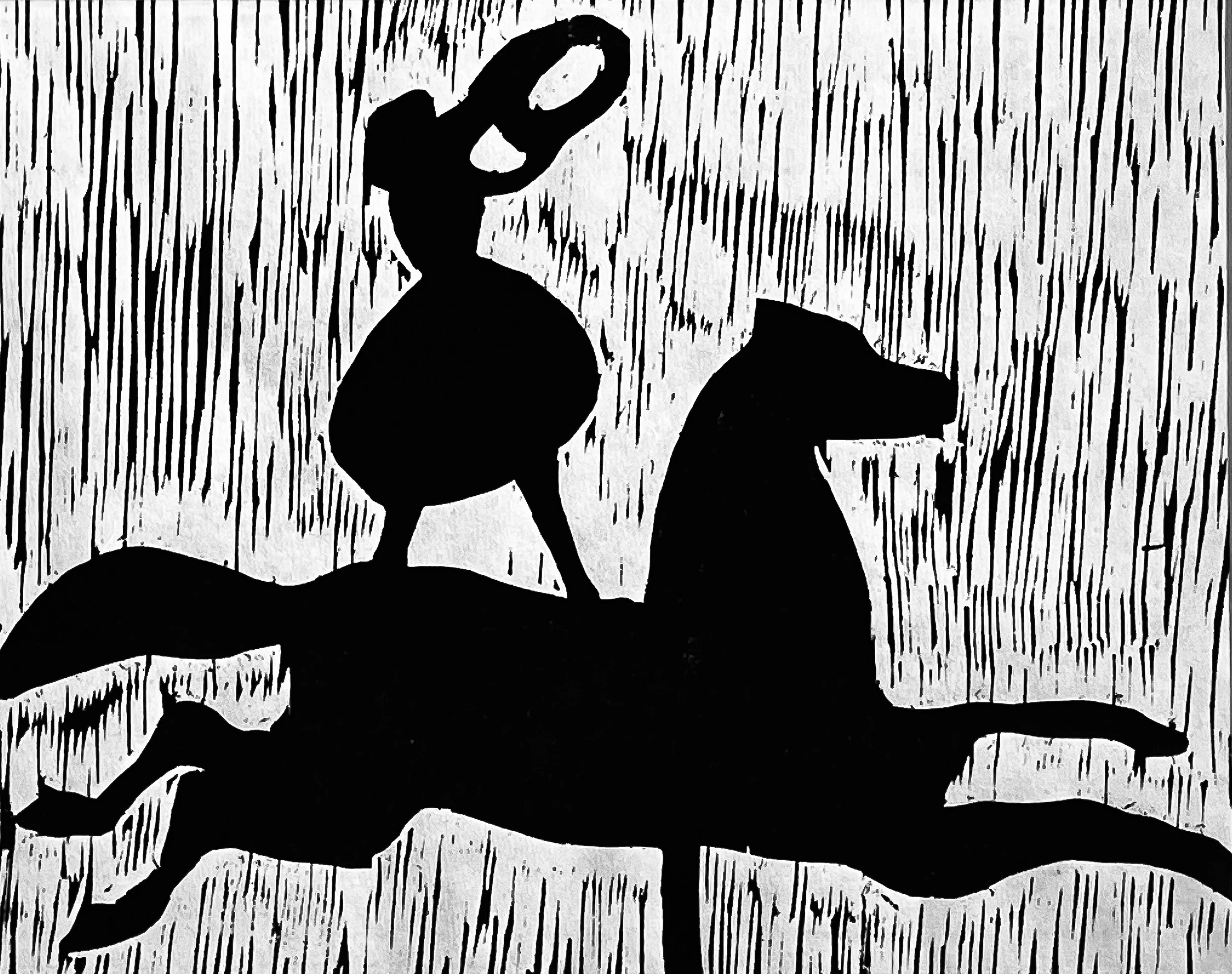 Girl on horse for silkscreen Sterling City Studio