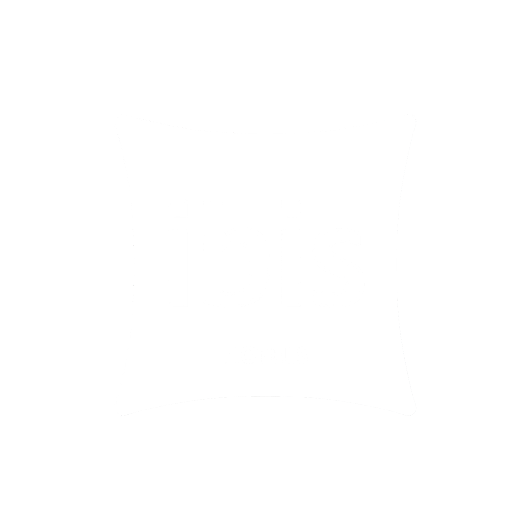 Black and white logo of a pillow with the word 'ibis' on it, repeated in smaller text below.