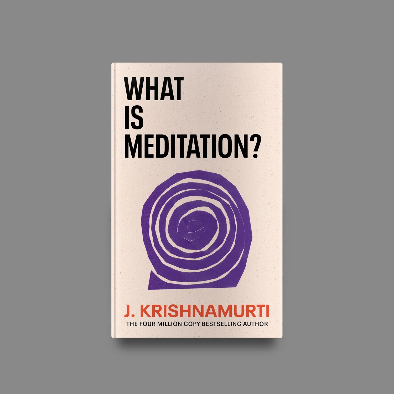 Cover of the book titled 'What Is Meditation?' by J. Krishnamurti, featuring a purple spiral illustration on a light background.