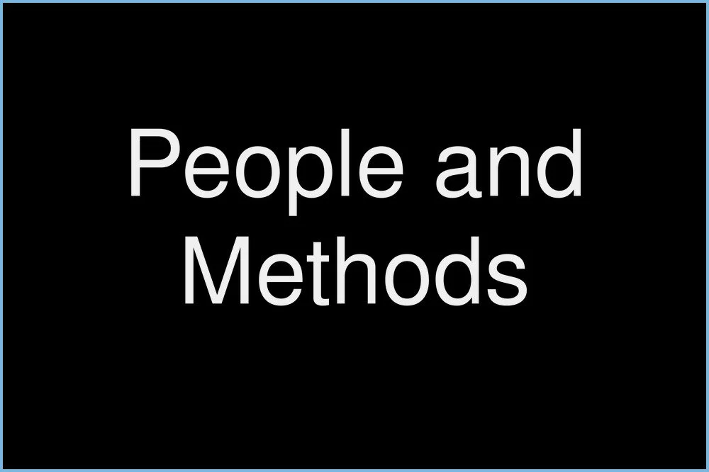 Slide with text 'People and Methods' on a black background.