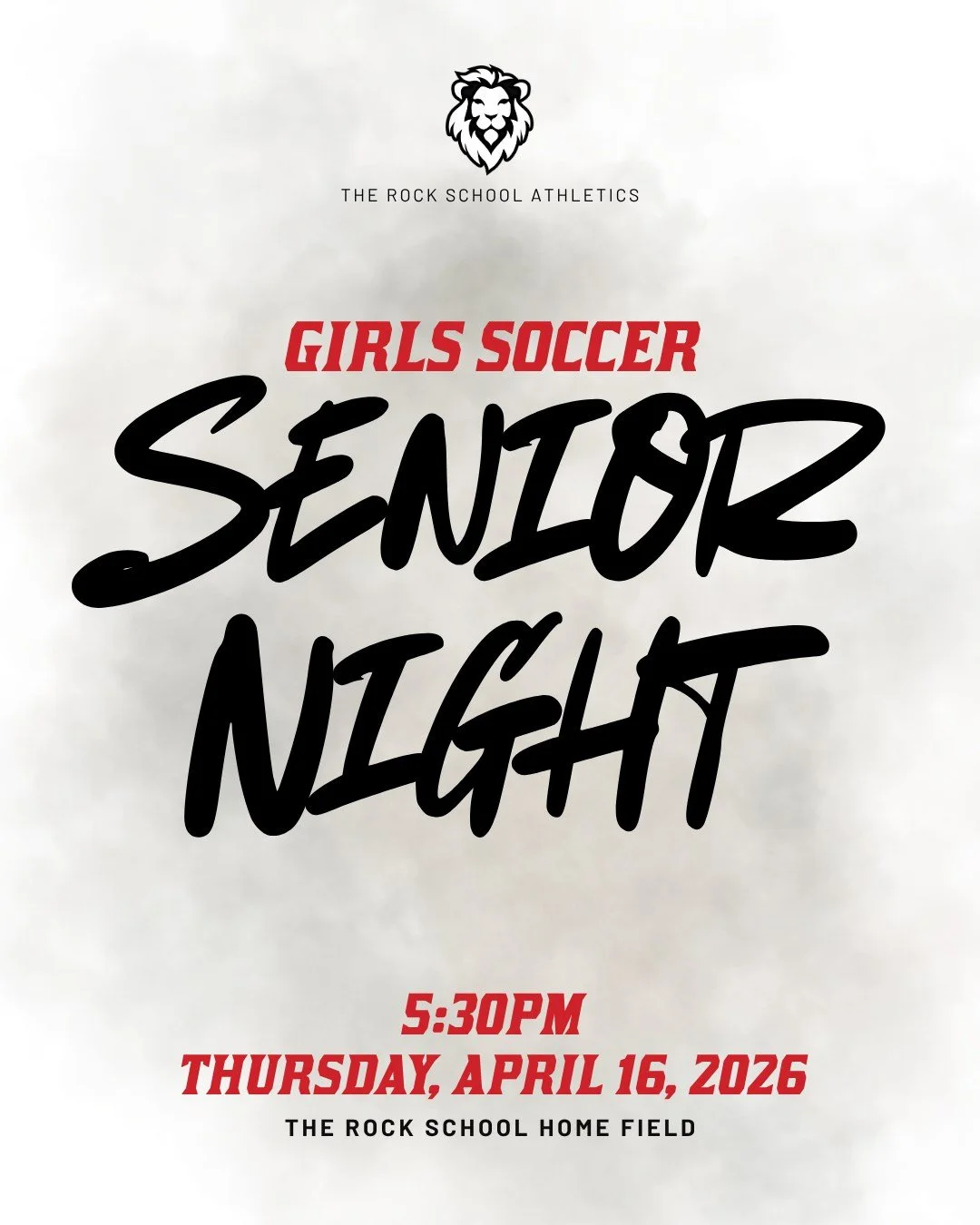 Tonight we celebrate our senior girls soccer players! Join us at 5:30 pm as we honor these young women and everything they have contributed to The Rock School. Please note that tonight's game has been cancelled, but the celebration is still on. Come 