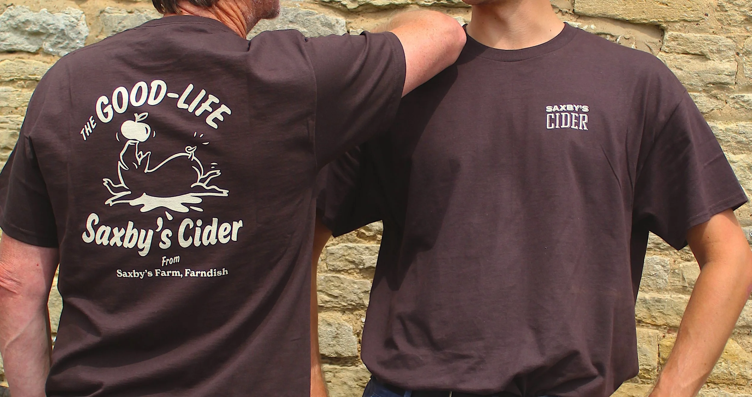 The Good-Life Saxby's T-Shirt - Brown & Cream