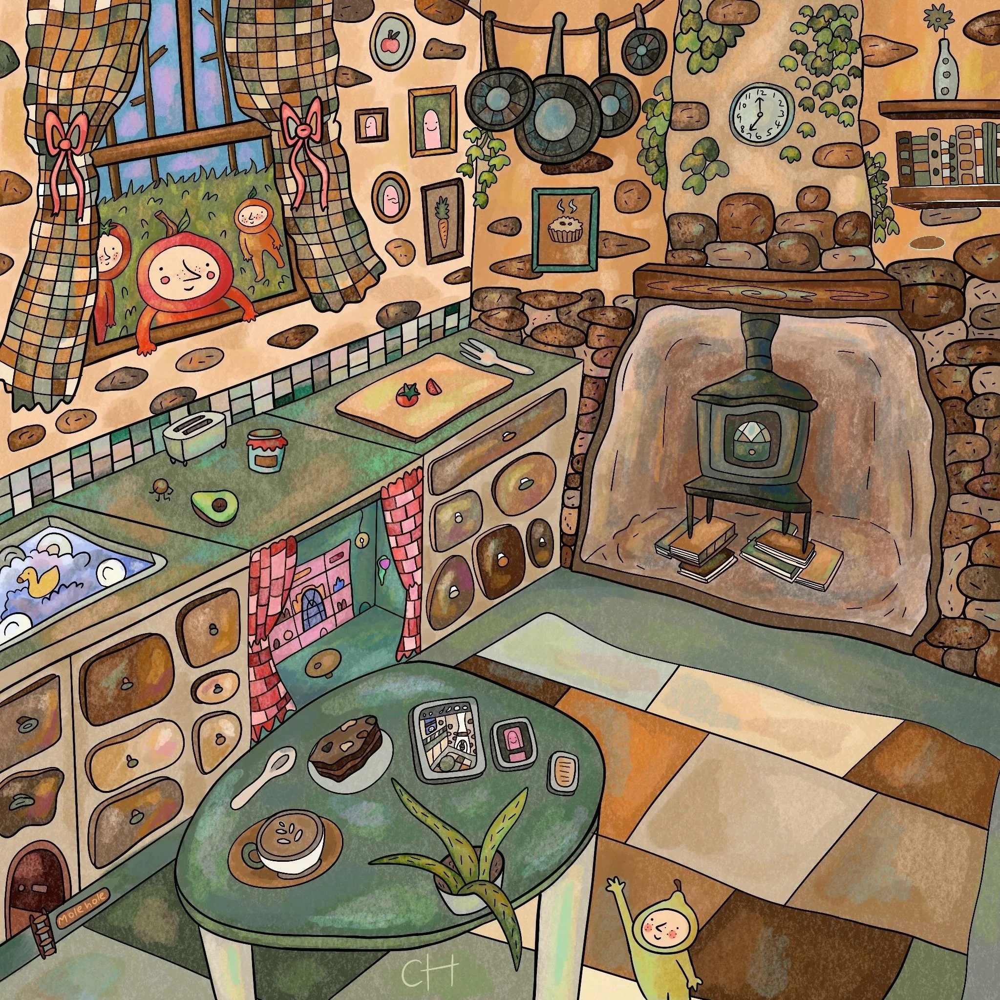 the greedy fruit people illustration.