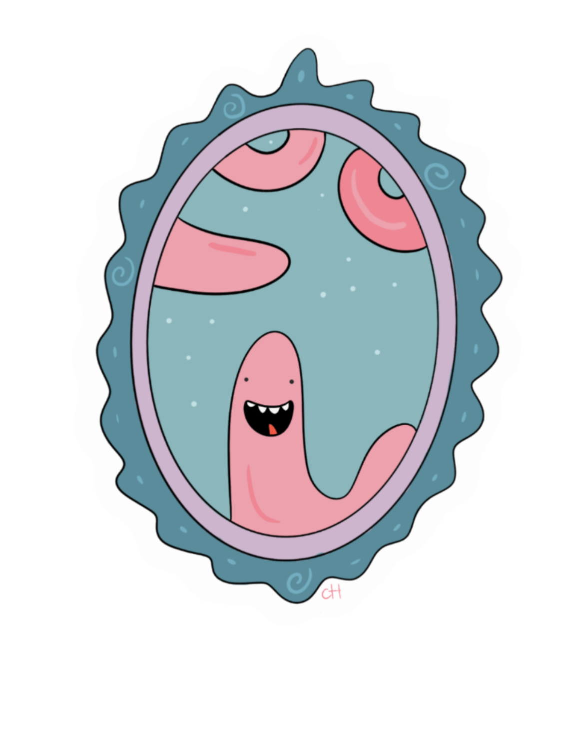 illustrated blue worm sticker