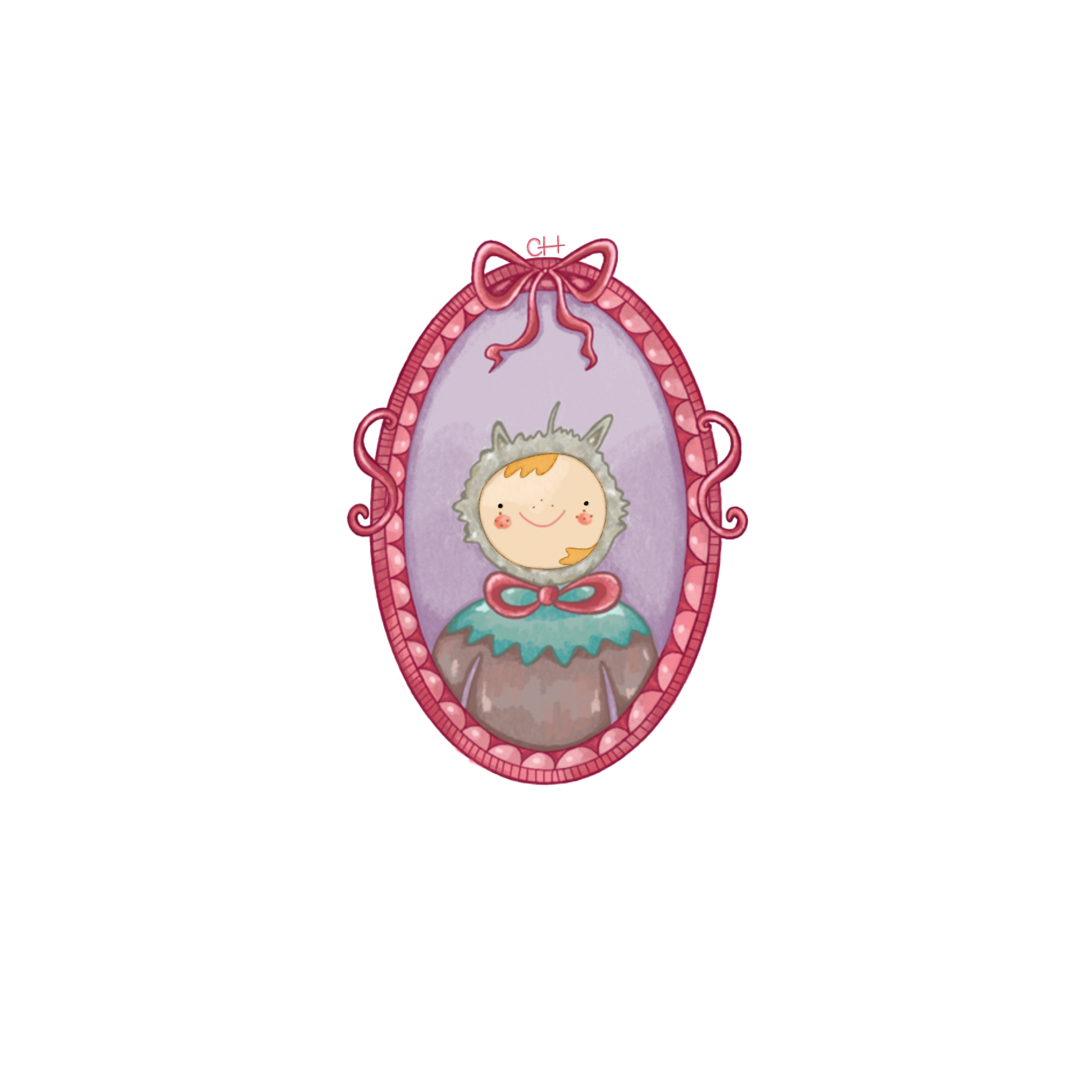 Framed Character Spot Illustration.