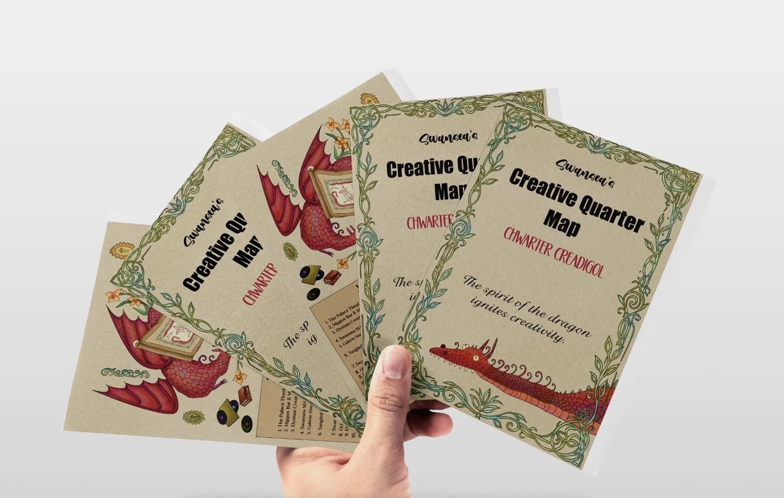Local Welsh Inspired Map Design Based On The Welsh Dragon And Welsh Culture.
