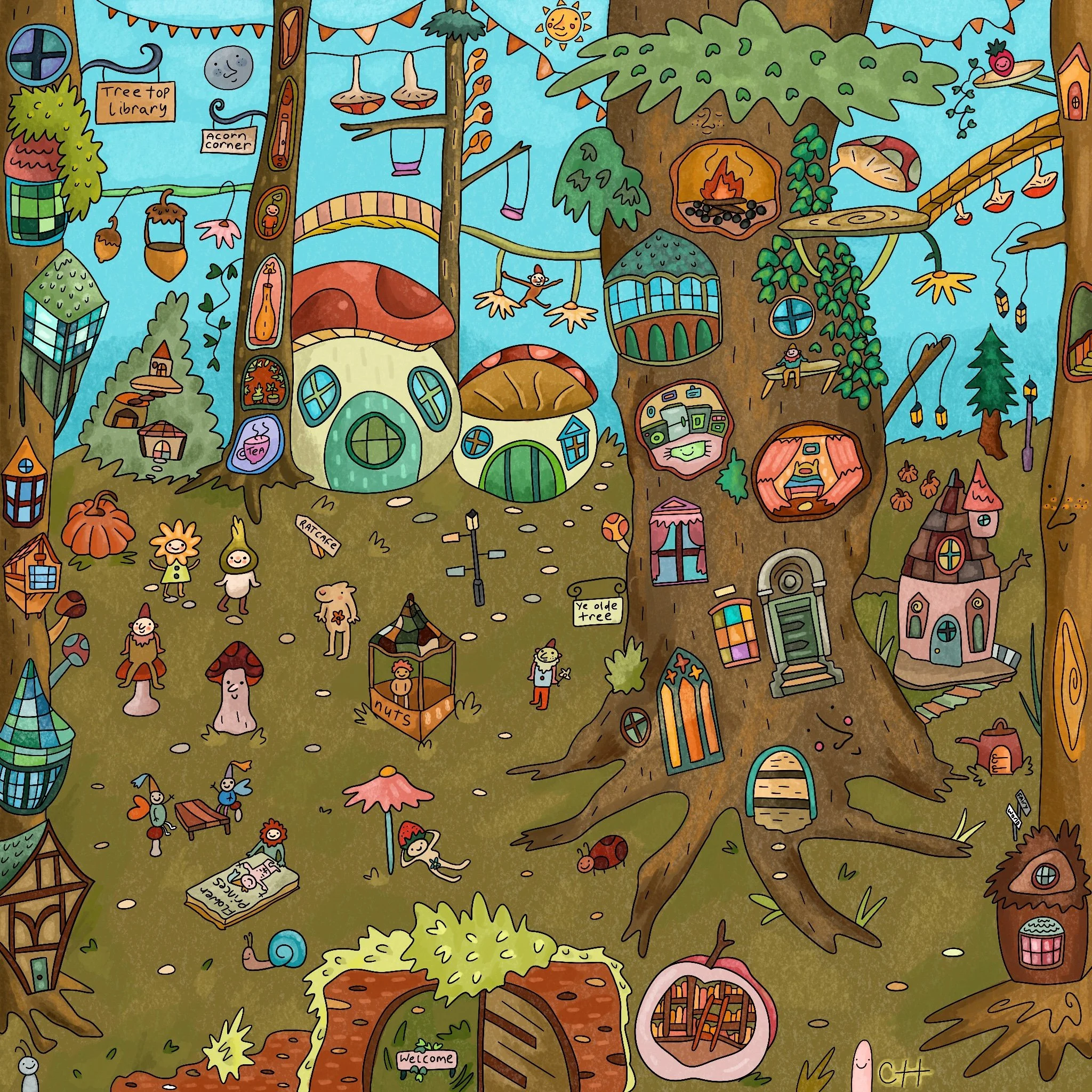 A whimsical Fair Village Illustration.