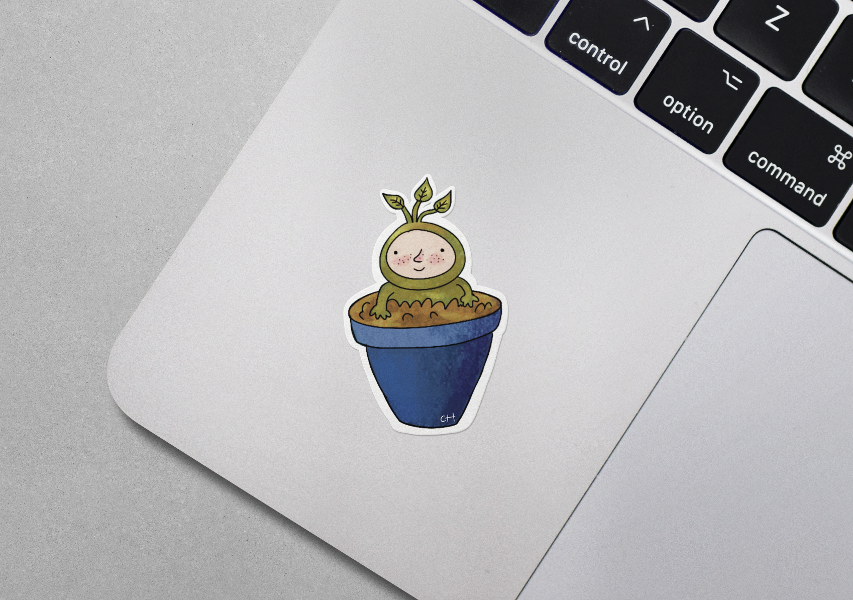 illustrated character sticker for iPads, laptops and sketchbooks.