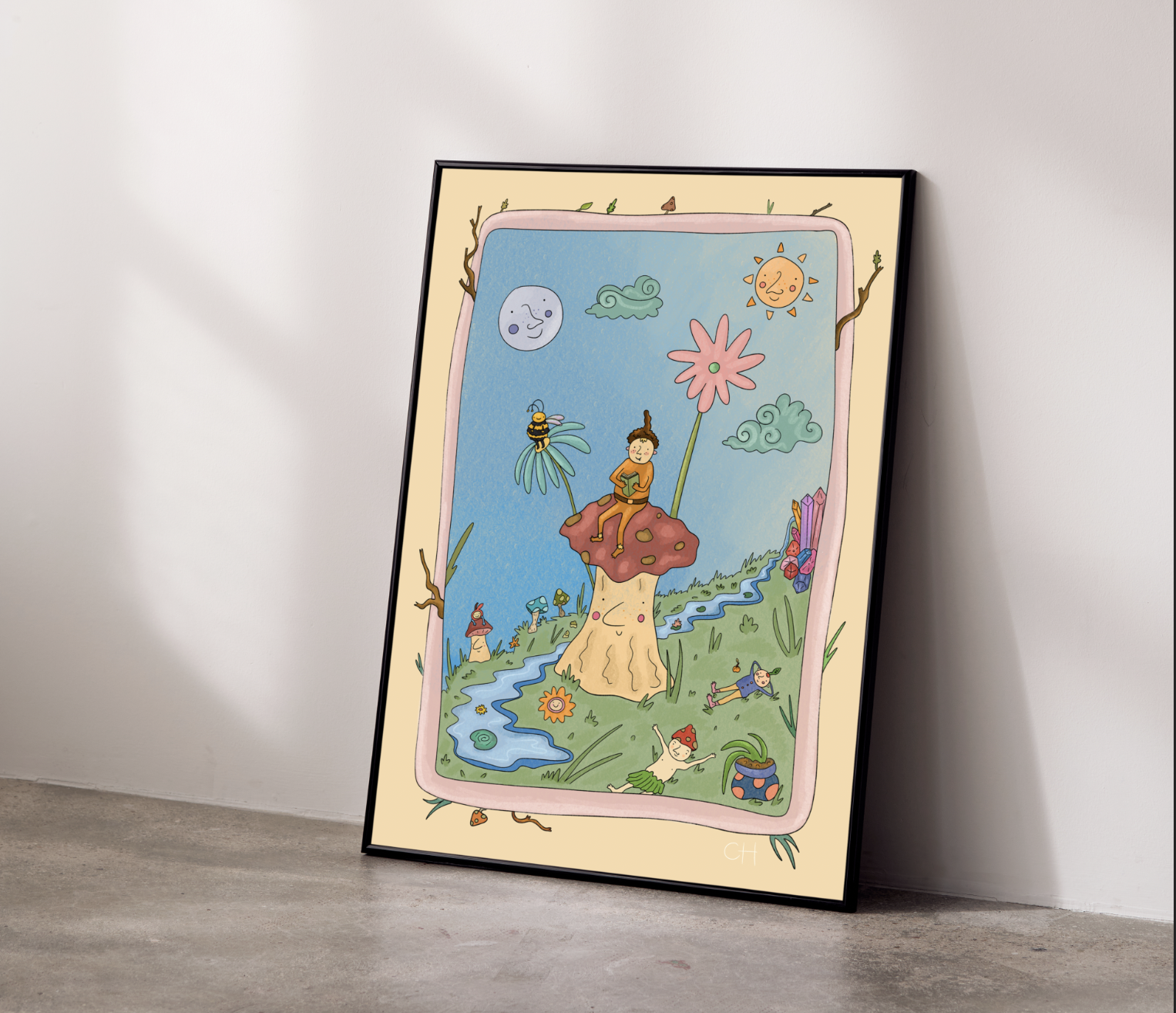 illustrated whimsical wall print A5 or A4