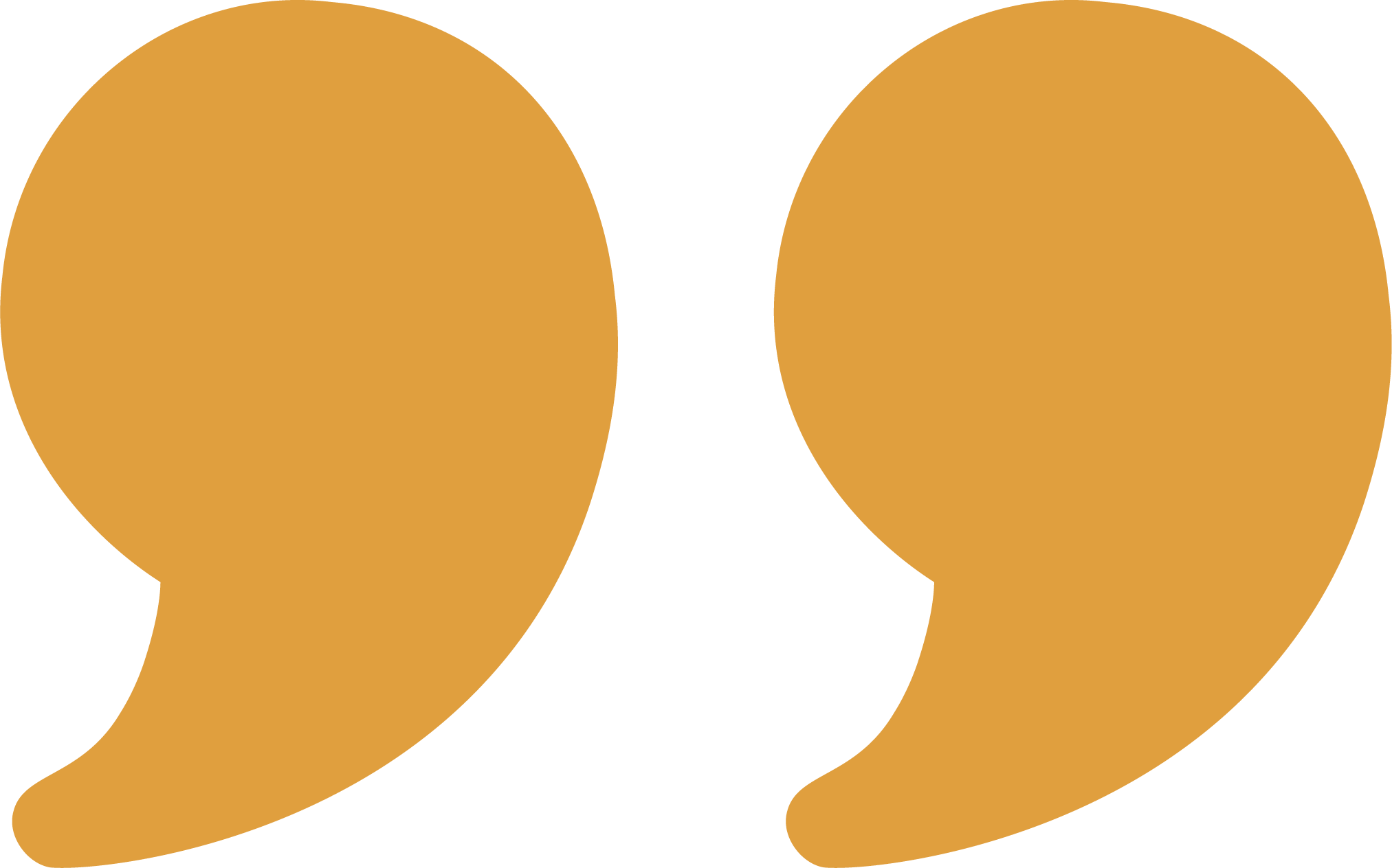 Une paire de guillemets doubles de couleur or sur un fond transparent.