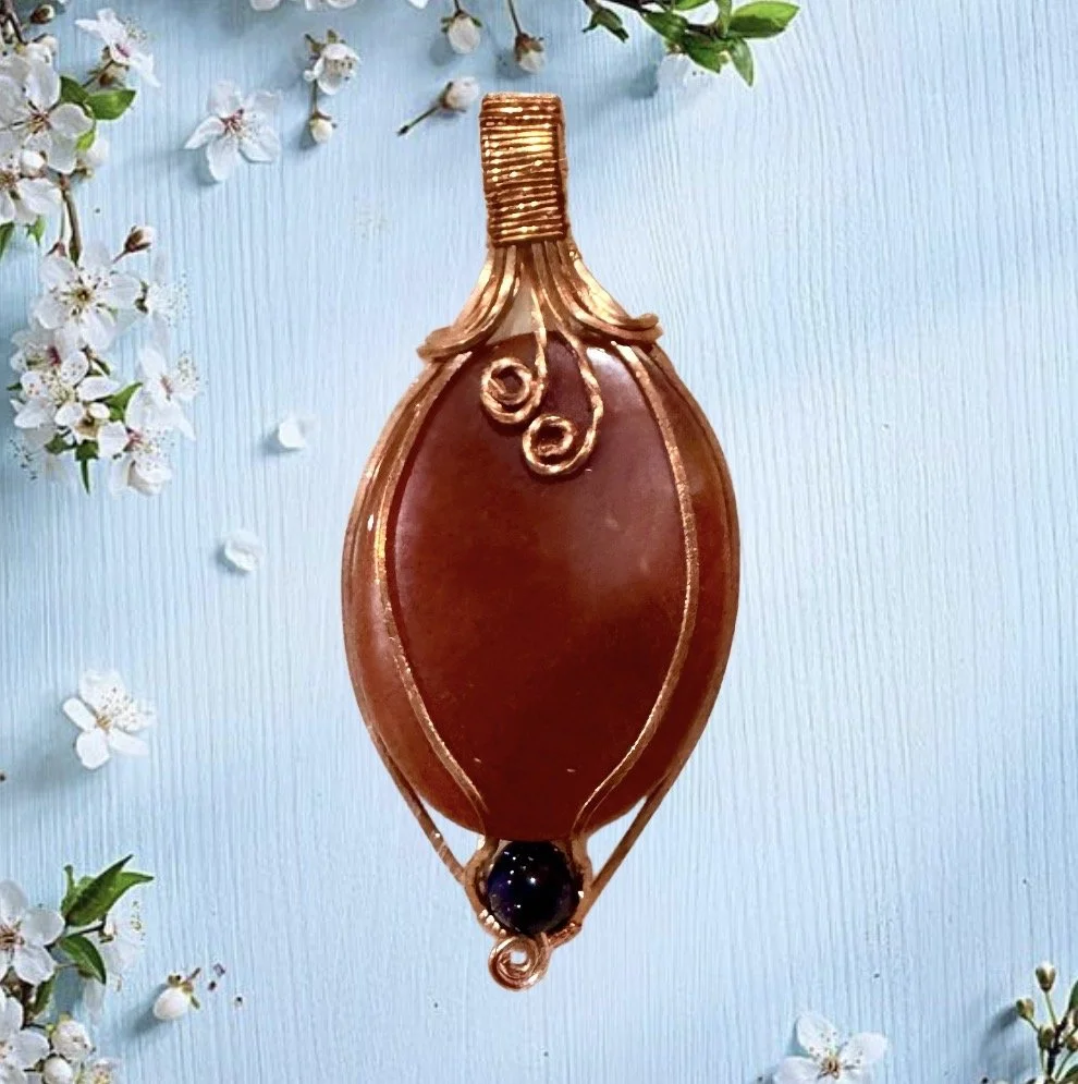 Carnelian with Blue Goldstone accent