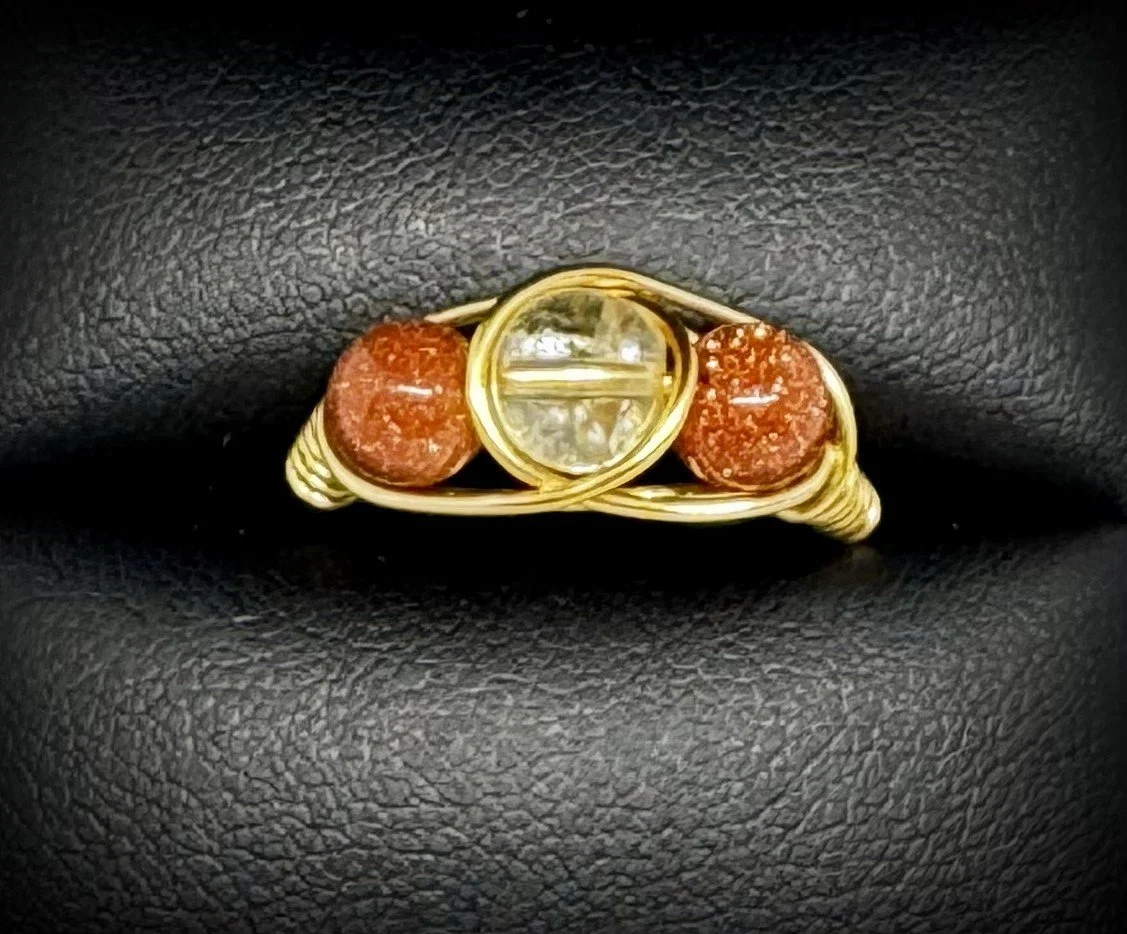 Citrine and Goldstone ring size 7.5