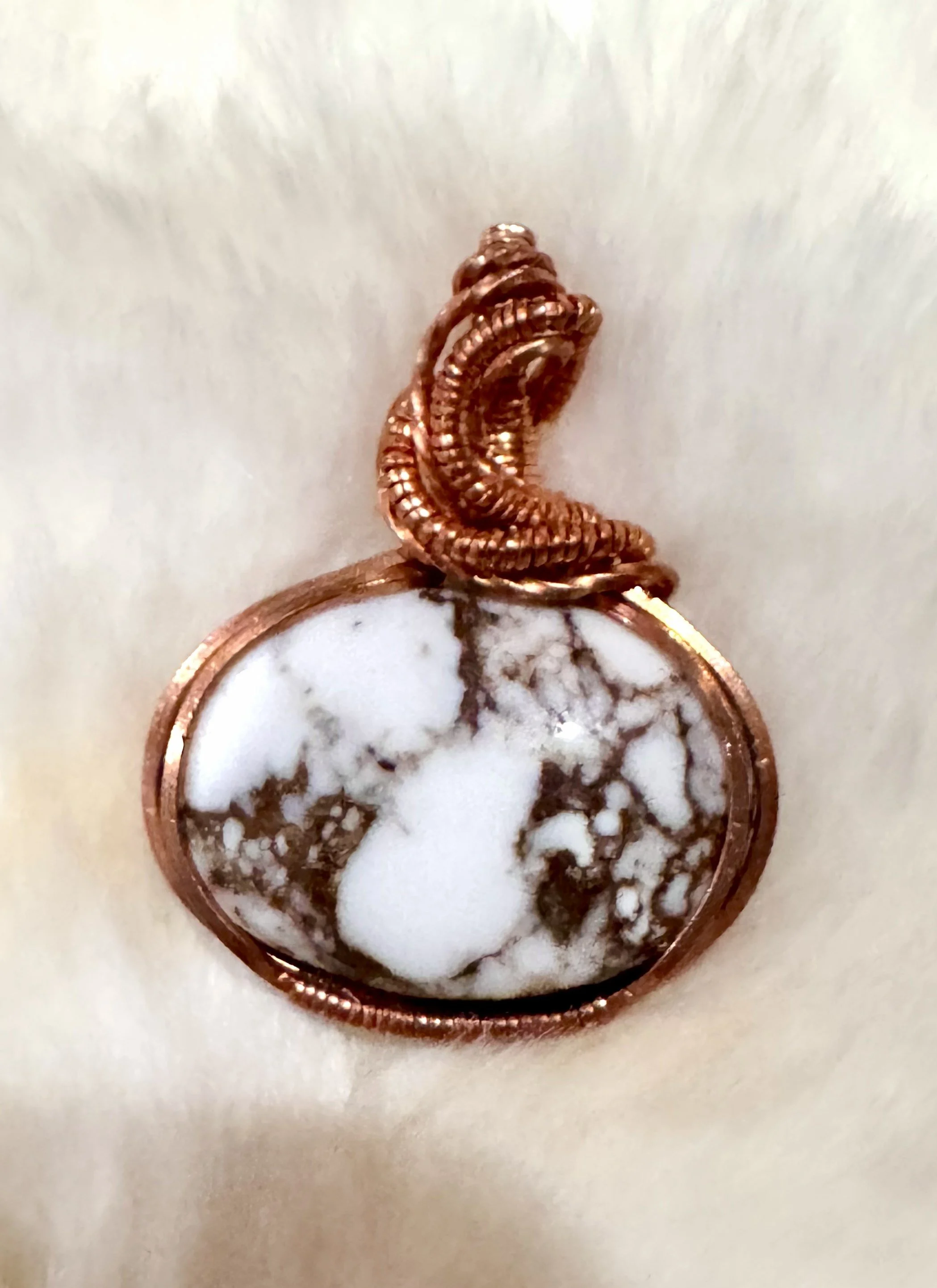 Howlite stone wrapped in copper SOLD