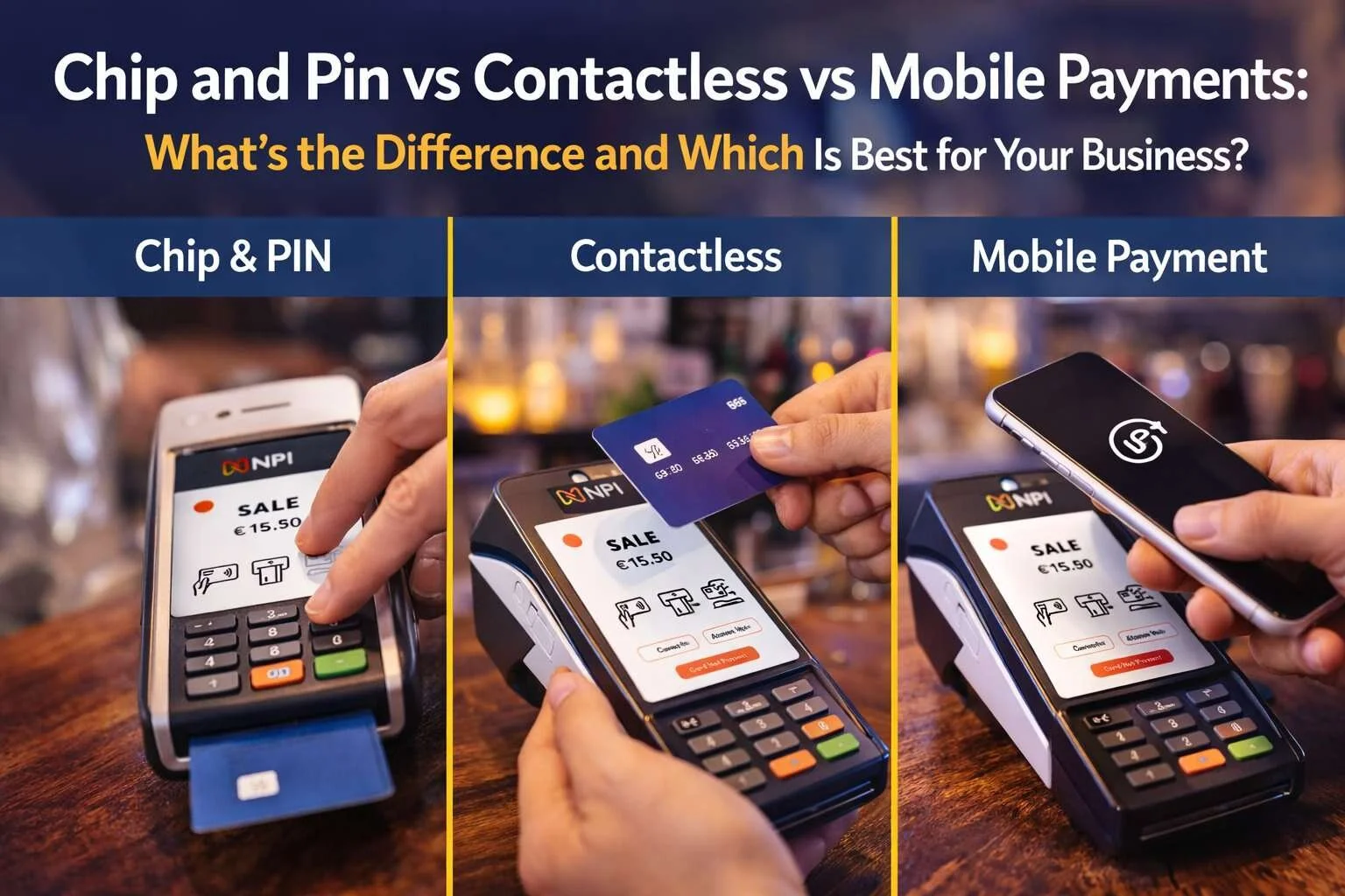 Chip and Pin vs Contactless vs Mobile Payments: What’s the Difference and Which Is Best for Your Business?