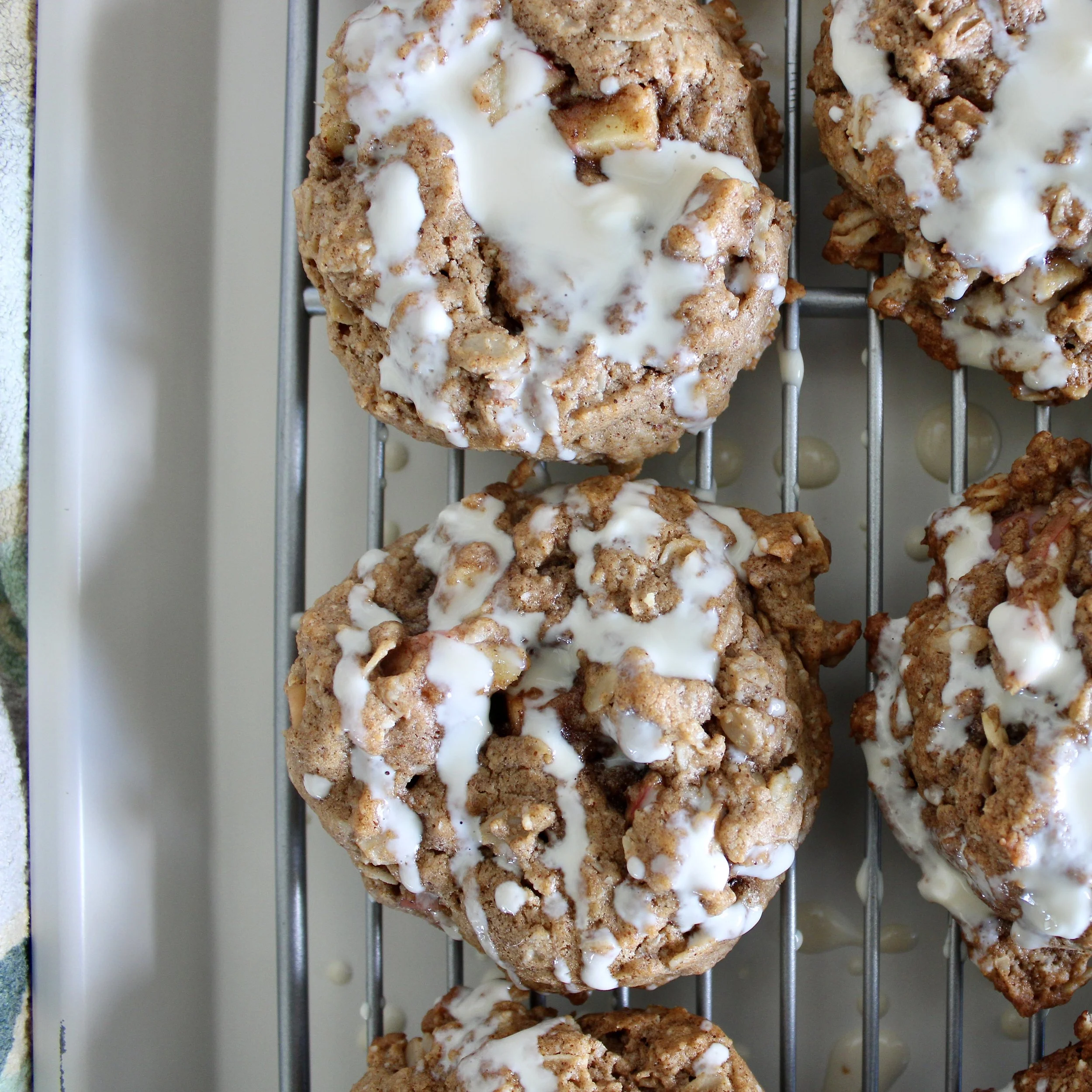 Apple Cinnamon Snack Cookies with Greek Yogurt Glaze