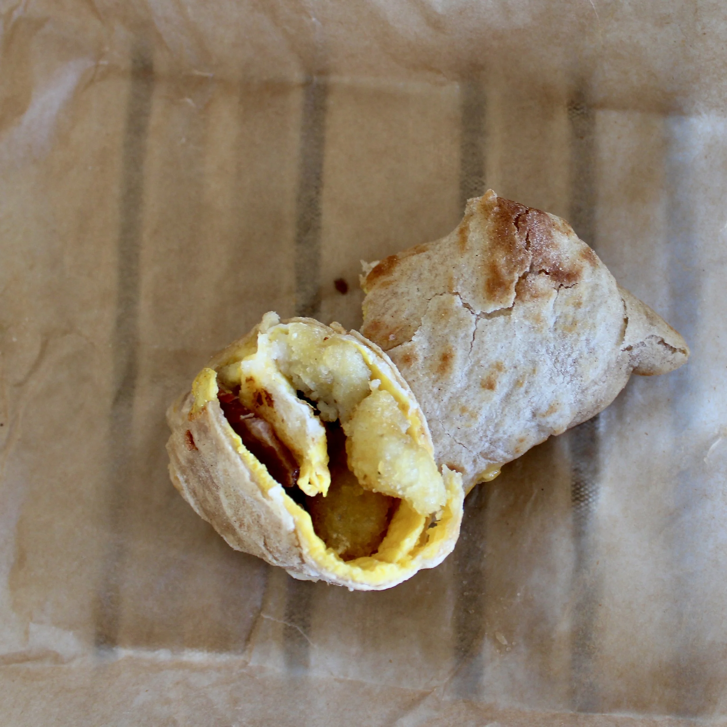 Bacon, Egg, Tater Tot, and Cheese Burritos