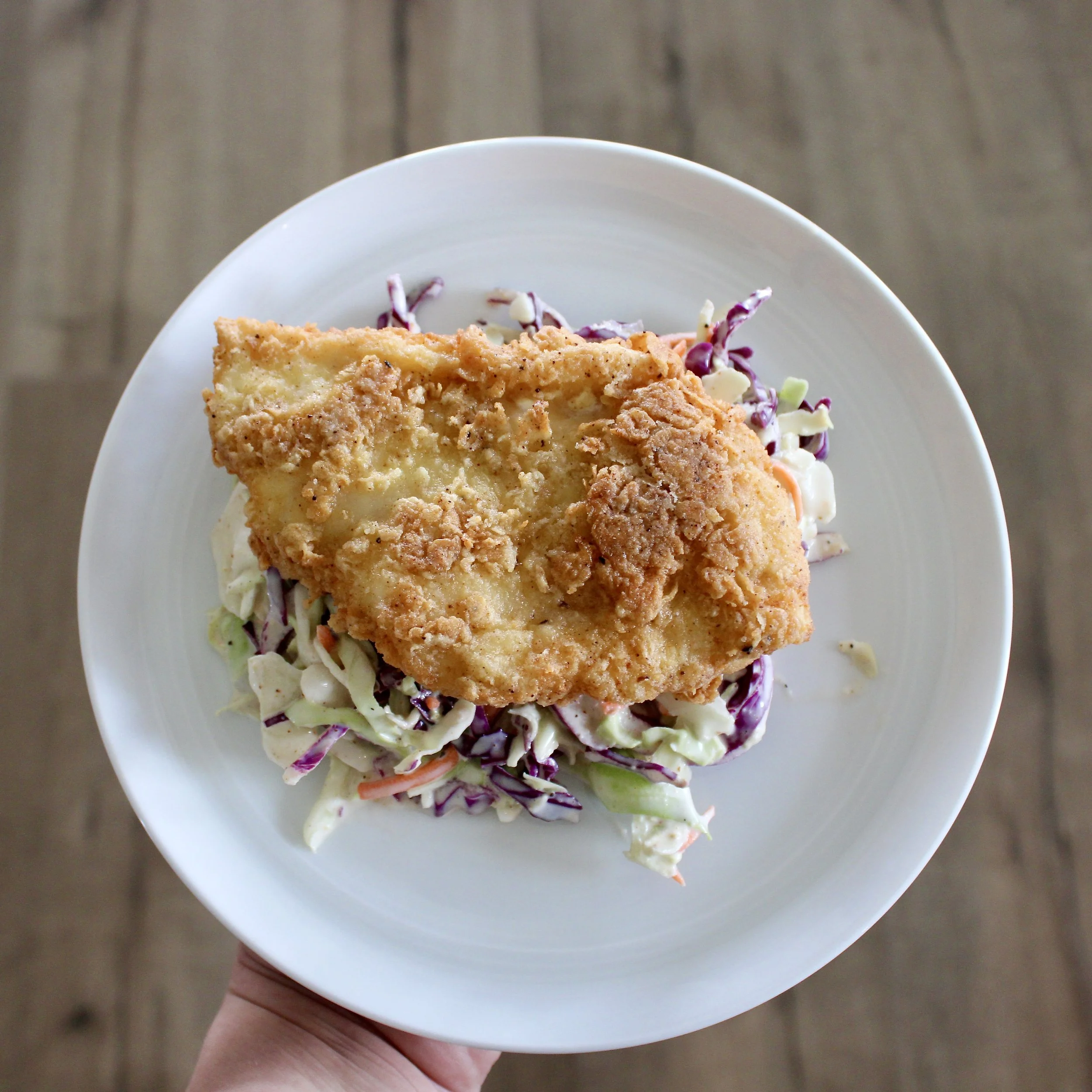 Fried Fish with Coleslaw