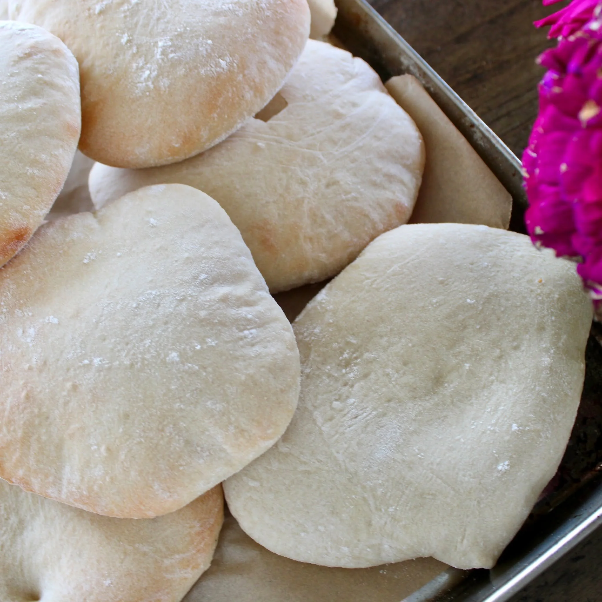 Slowly removing your store-bought bread, one recipe at a time! These Pita will give you the most perfect, cloud-like bread that can be stuffed with just about anything. They freeze great and are really fun to make! 

https://inspiringmidwestroots.com