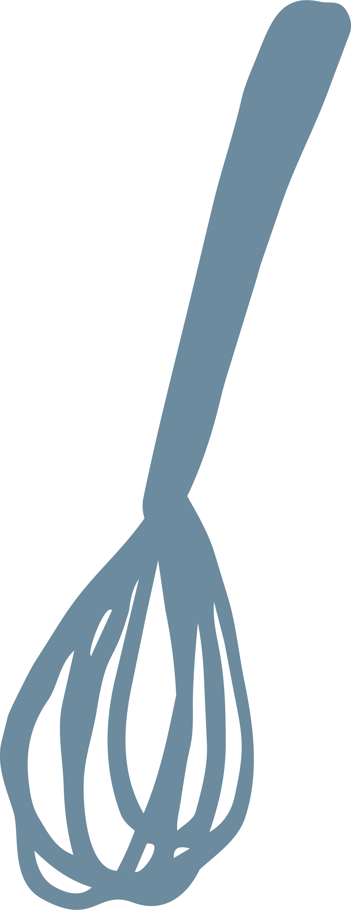 Line drawing of a whisk, a kitchen utensil used for mixing or whipping ingredients.