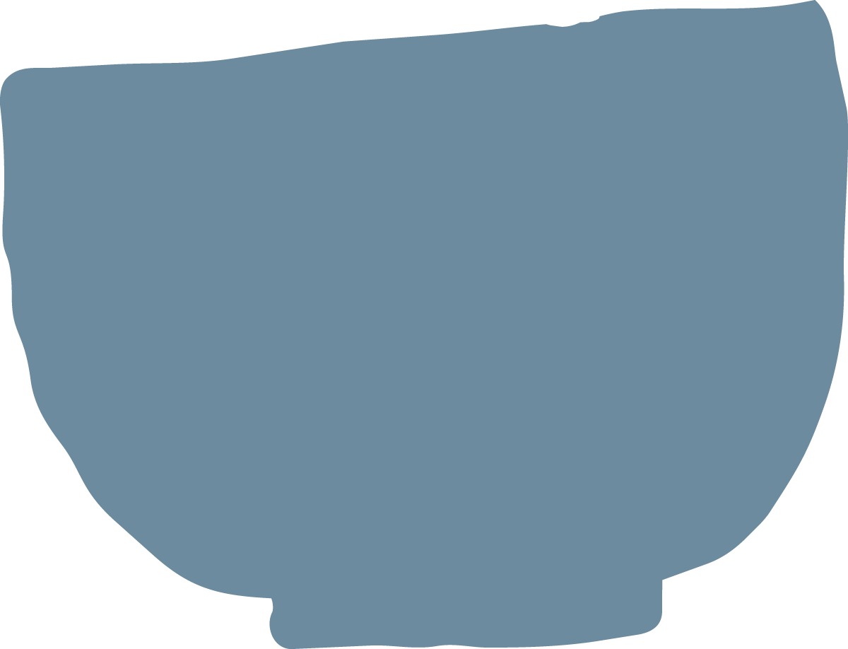 A blue ceramic bowl.
