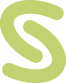 Ein grüner und schwarzer geschwungener, stilisierter Buchstabe S